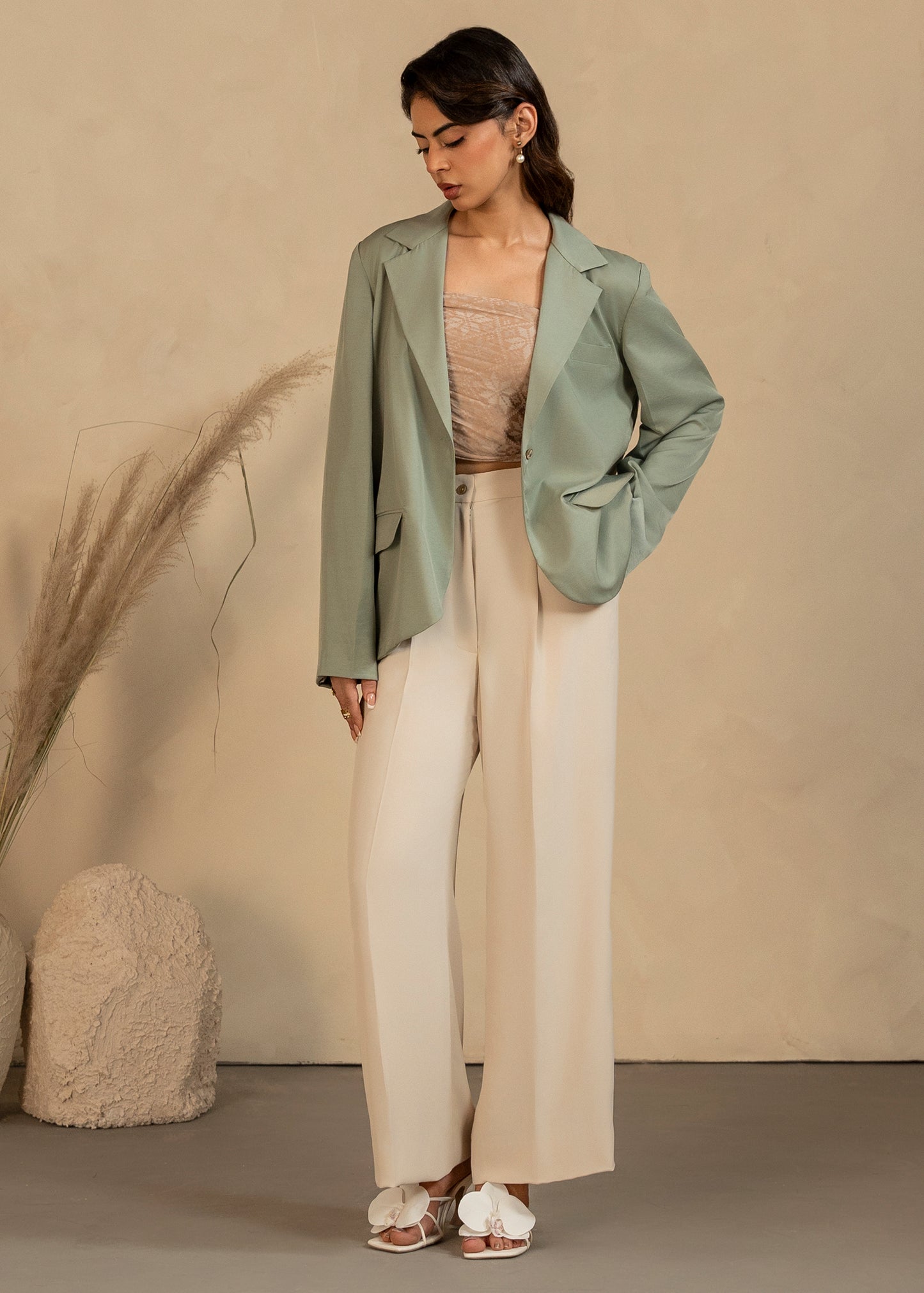 Oversized Turquoise Blazer Set