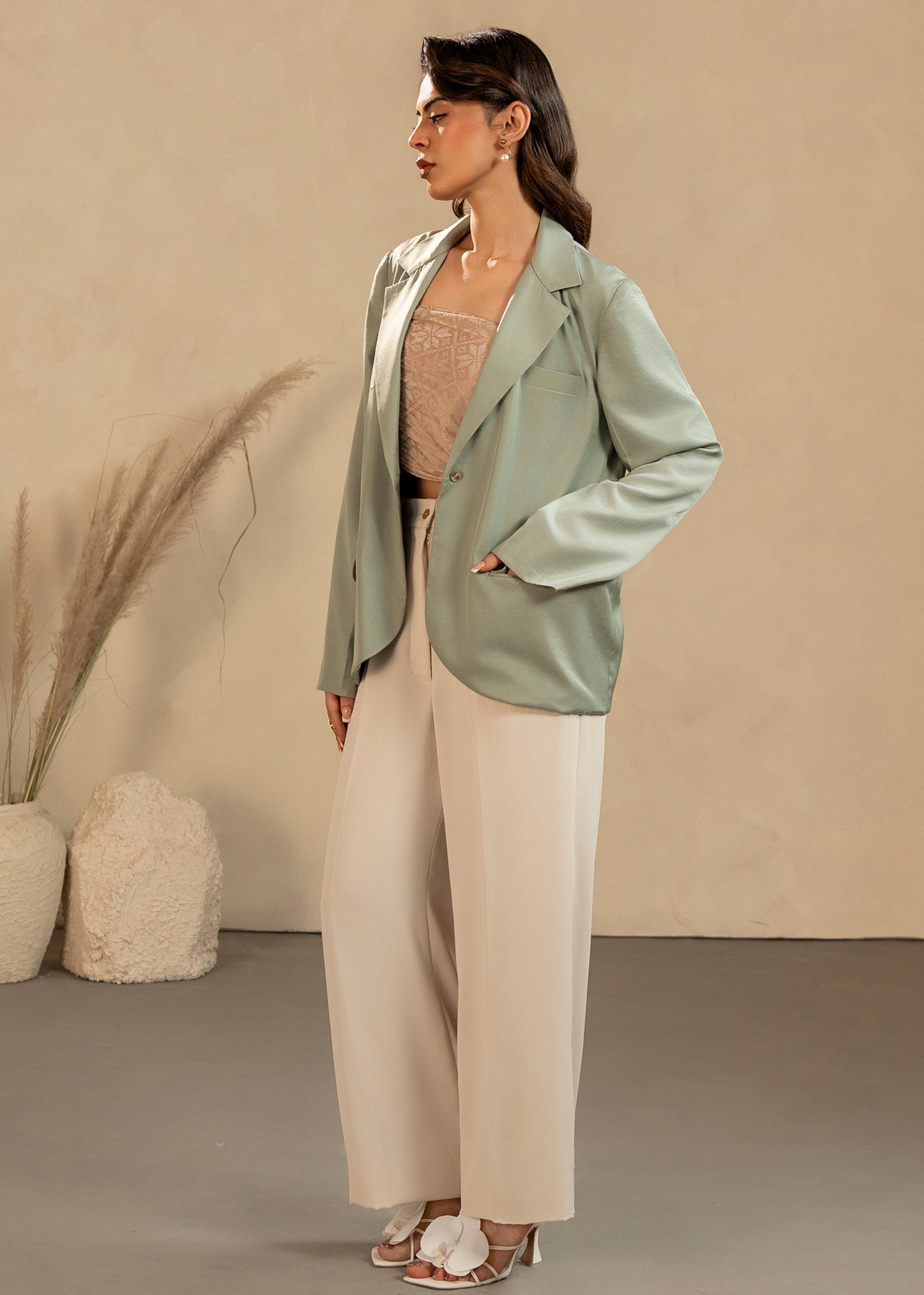 Oversized Turquoise Blazer Set