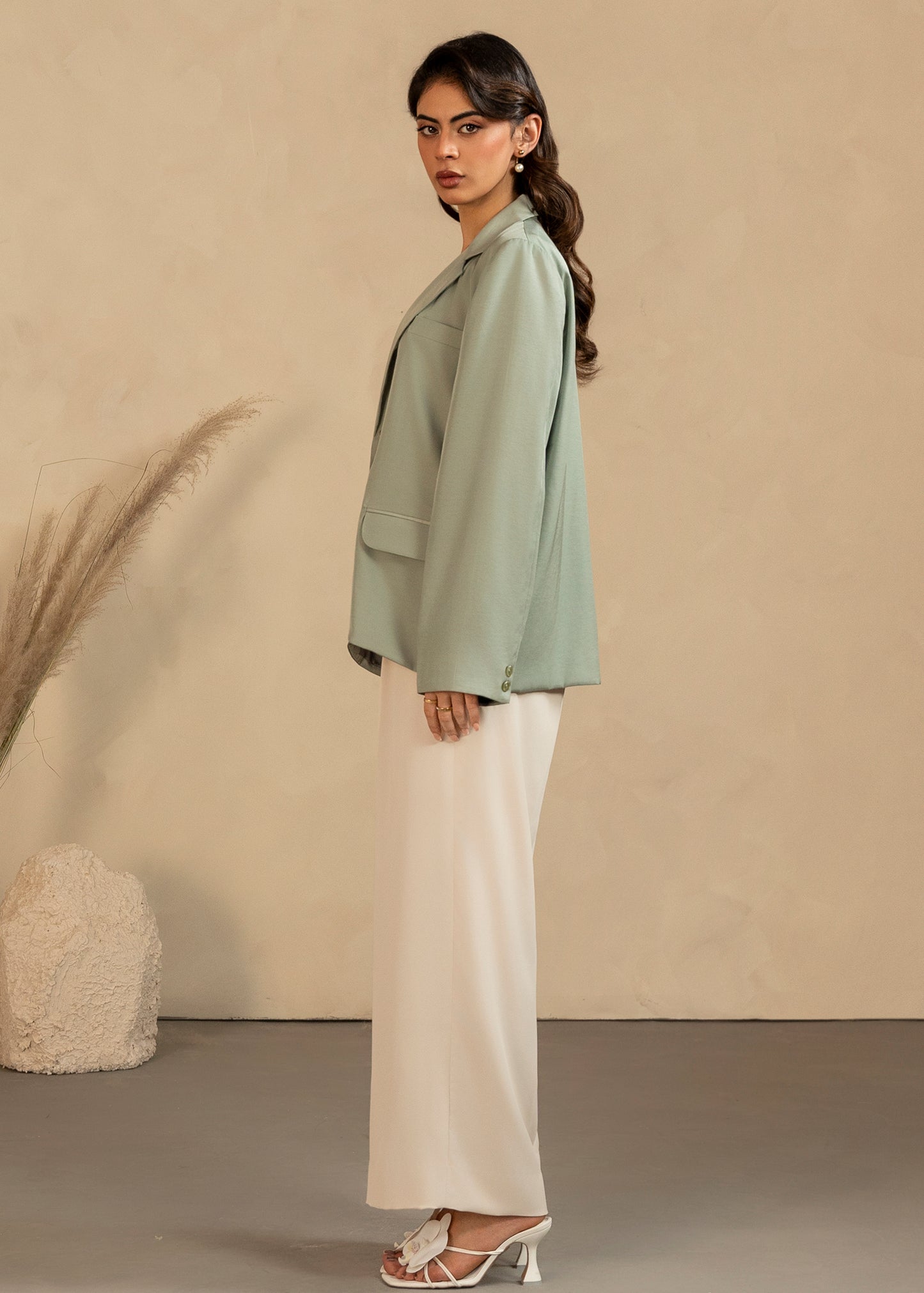 Oversized Turquoise Blazer Set