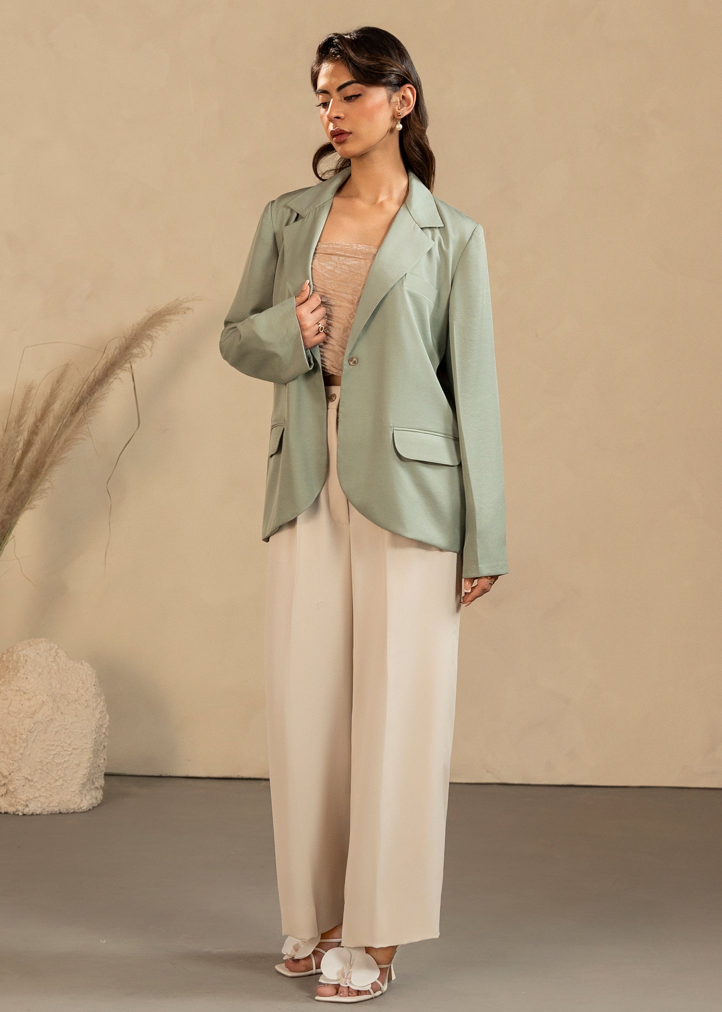 Oversized Turquoise Blazer Set