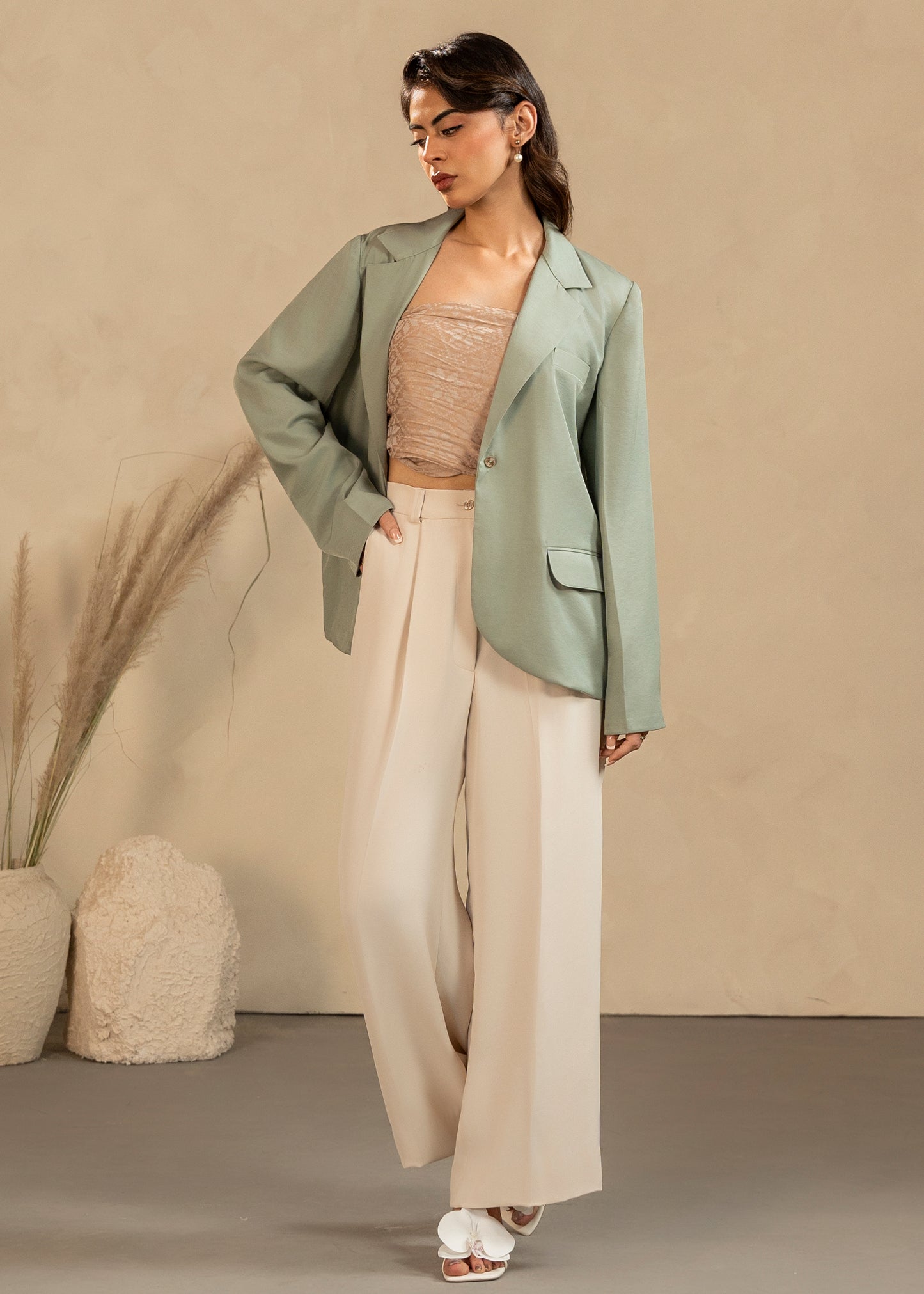Oversized Turquoise Blazer Set