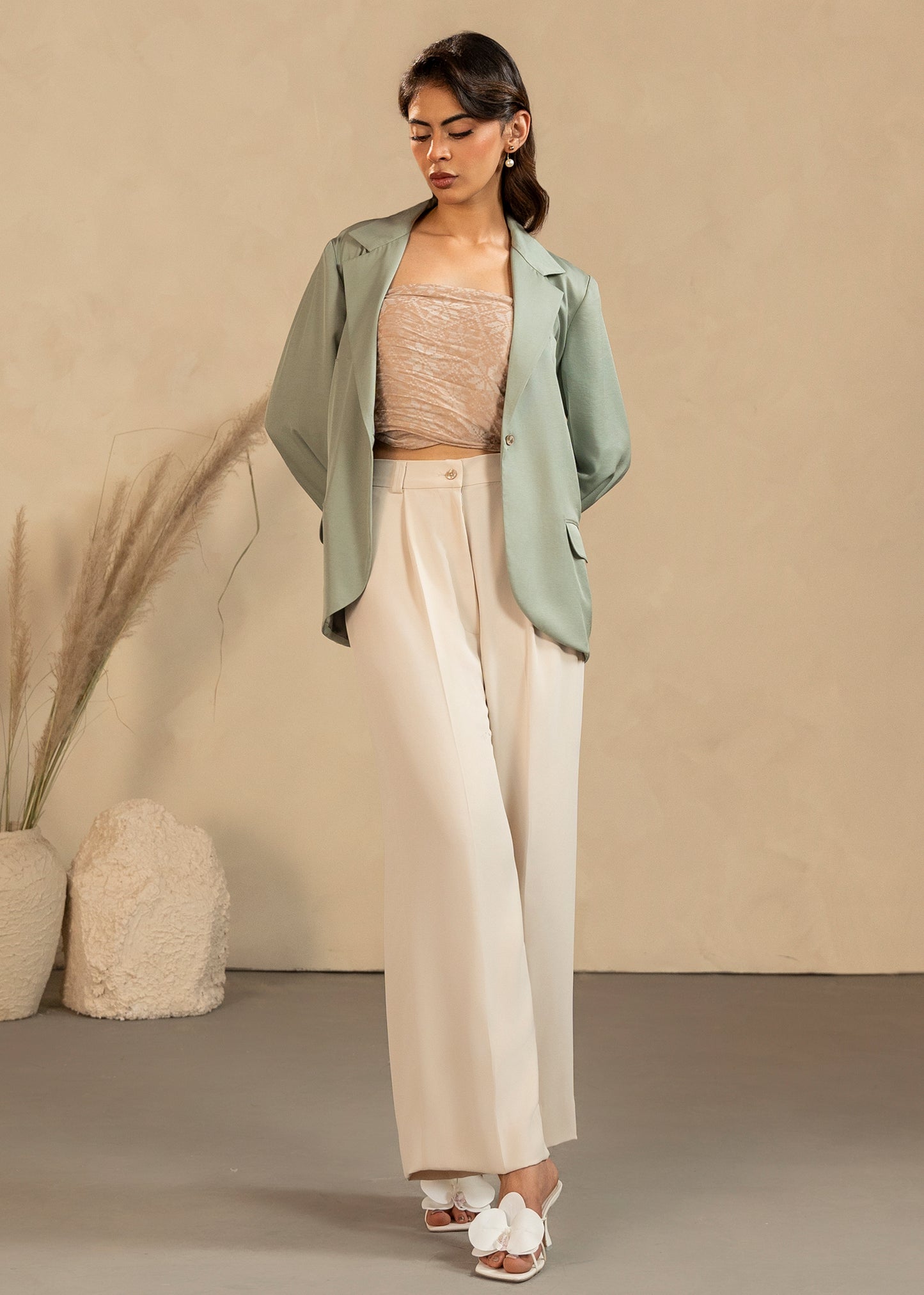 Oversized Turquoise Blazer Set