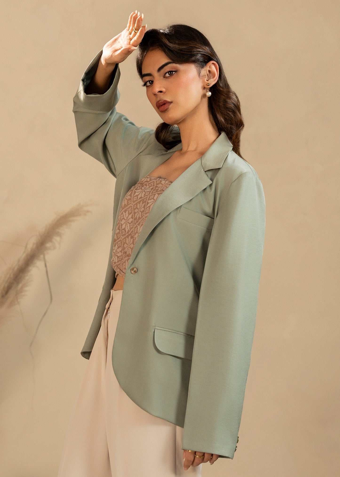 Oversized Turquoise Blazer Set