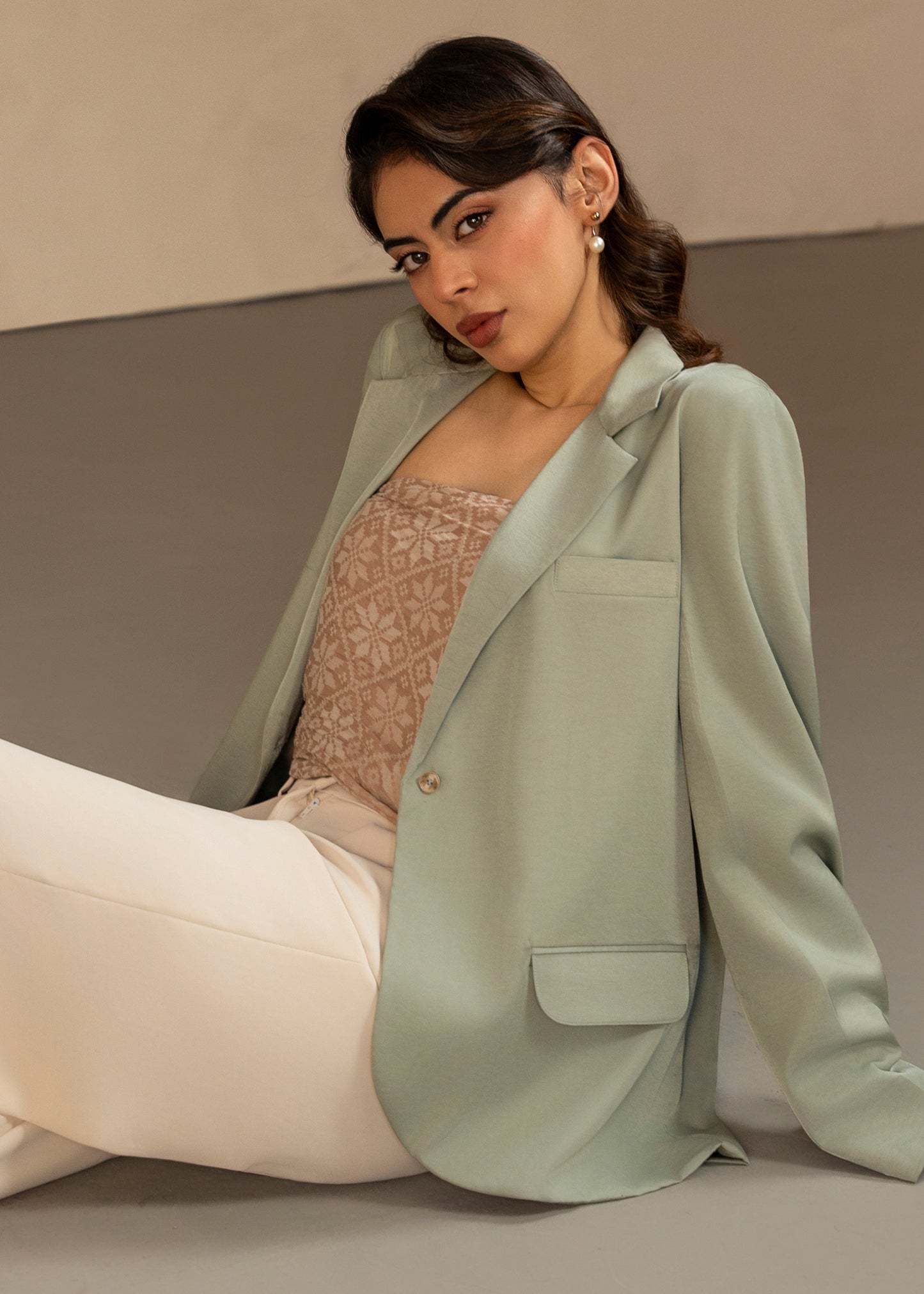 Oversized Turquoise Blazer Set