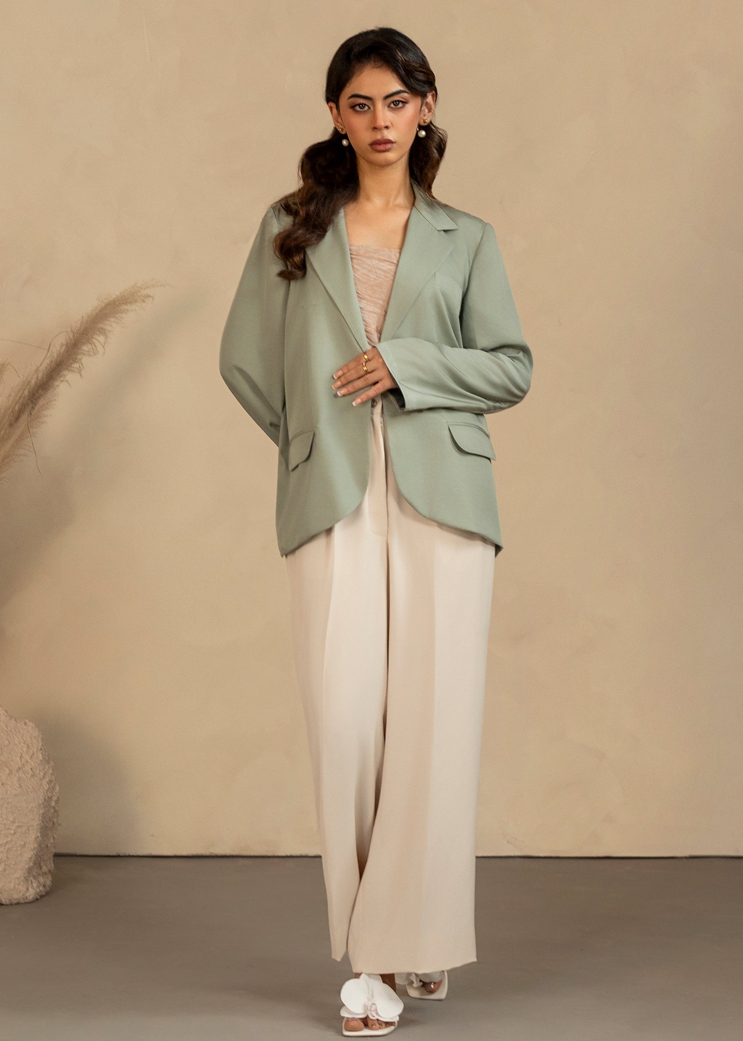 Oversized Turquoise Blazer Set