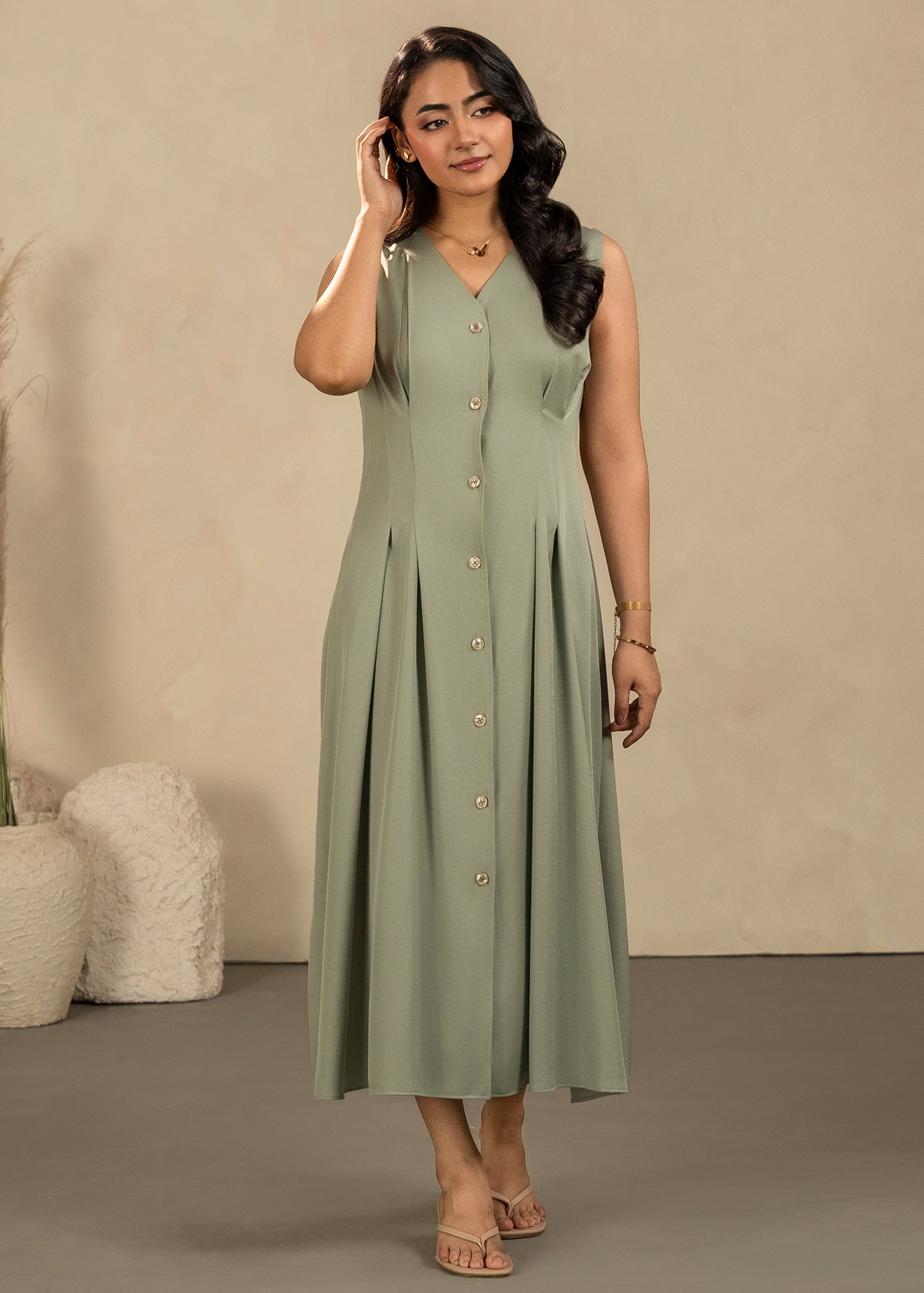 Turquoise Button Down Dress