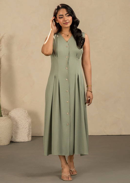 Turquoise Button Down Dress