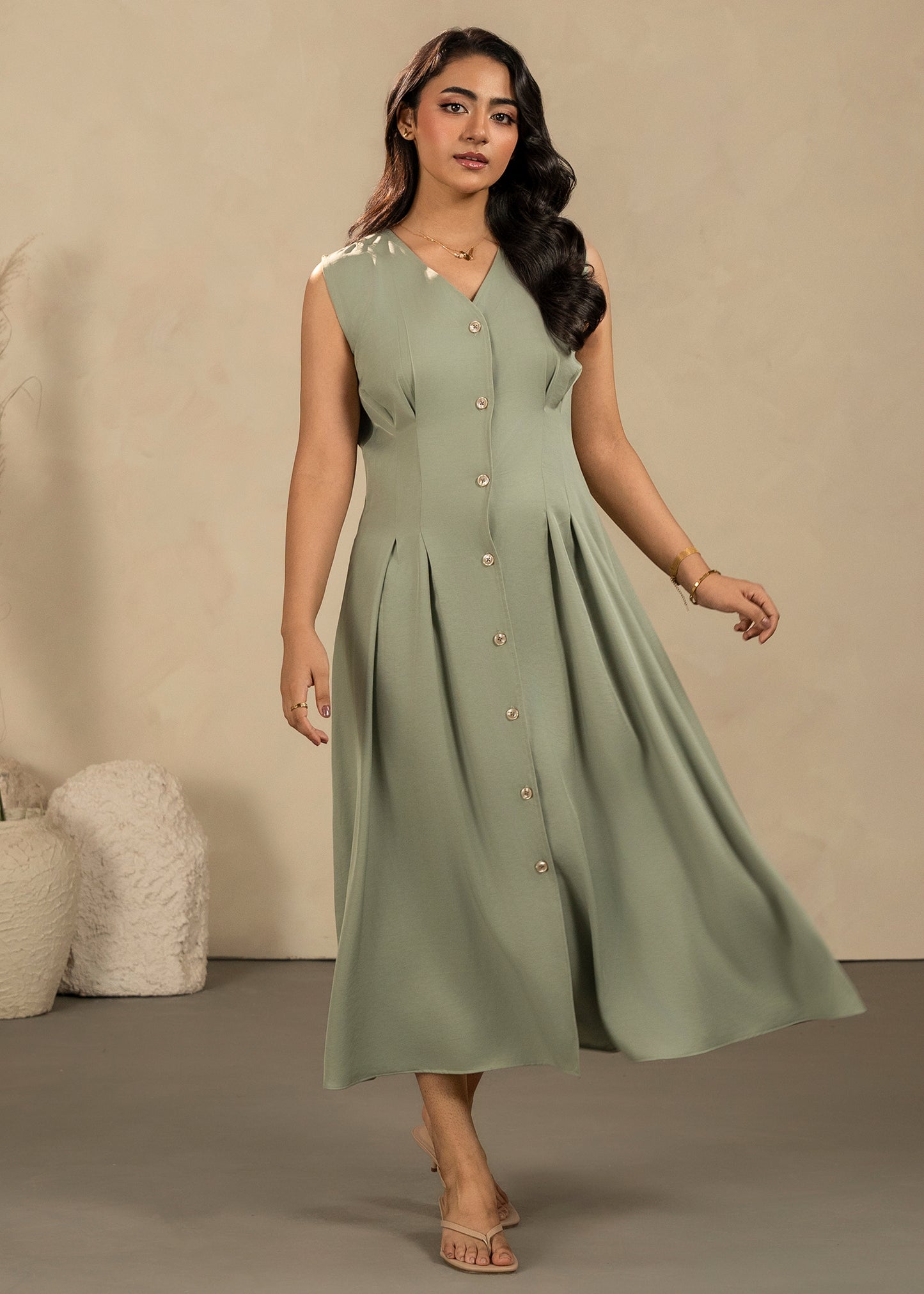 Turquoise Button Down Dress