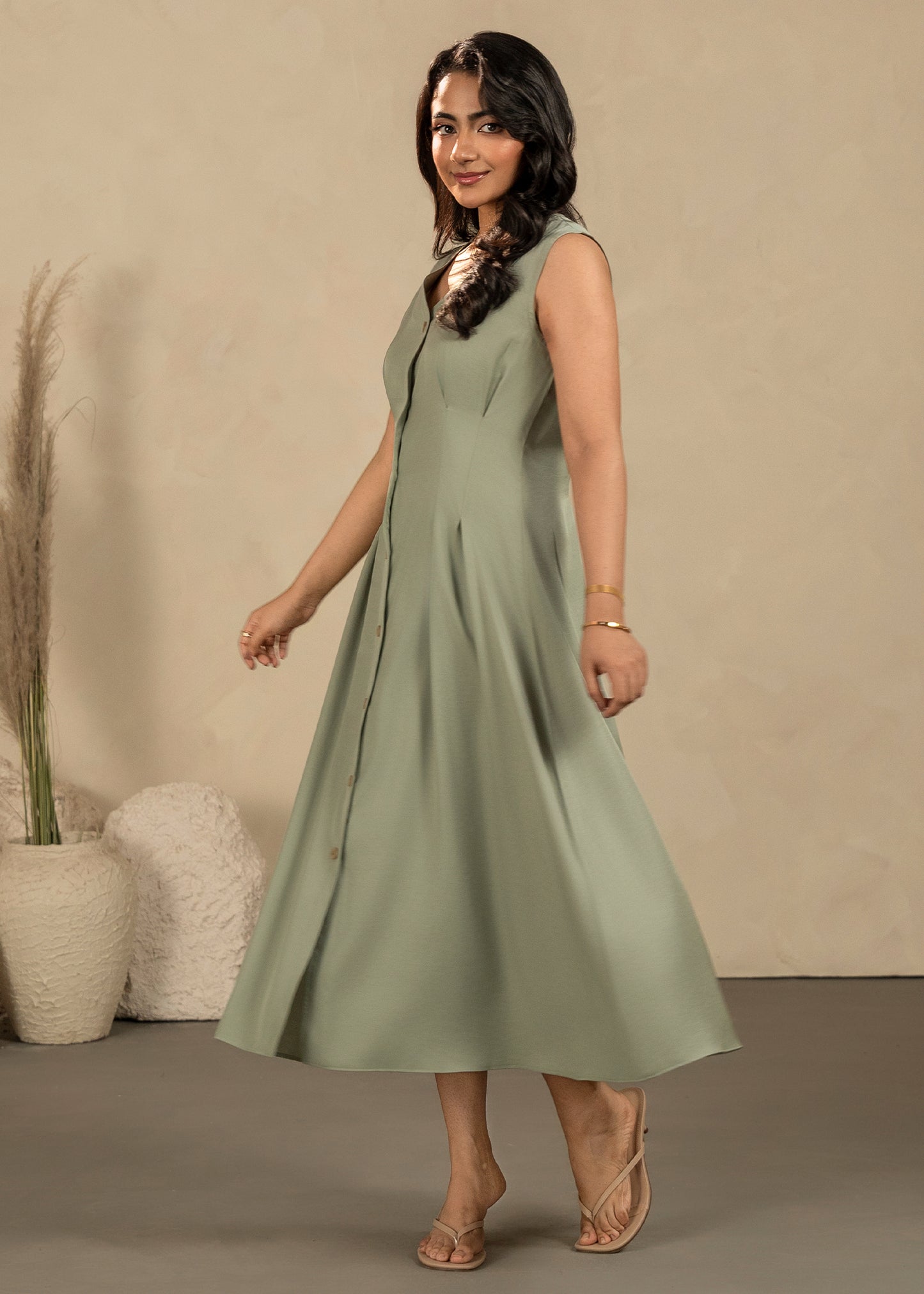 Turquoise Button Down Dress