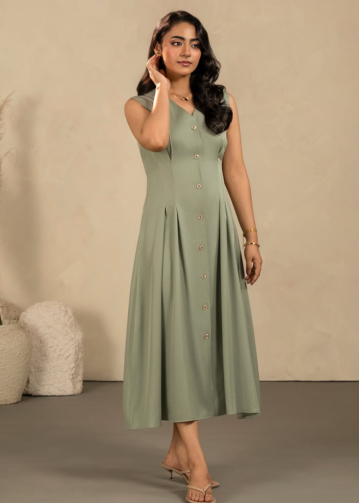 Turquoise Button Down Dress