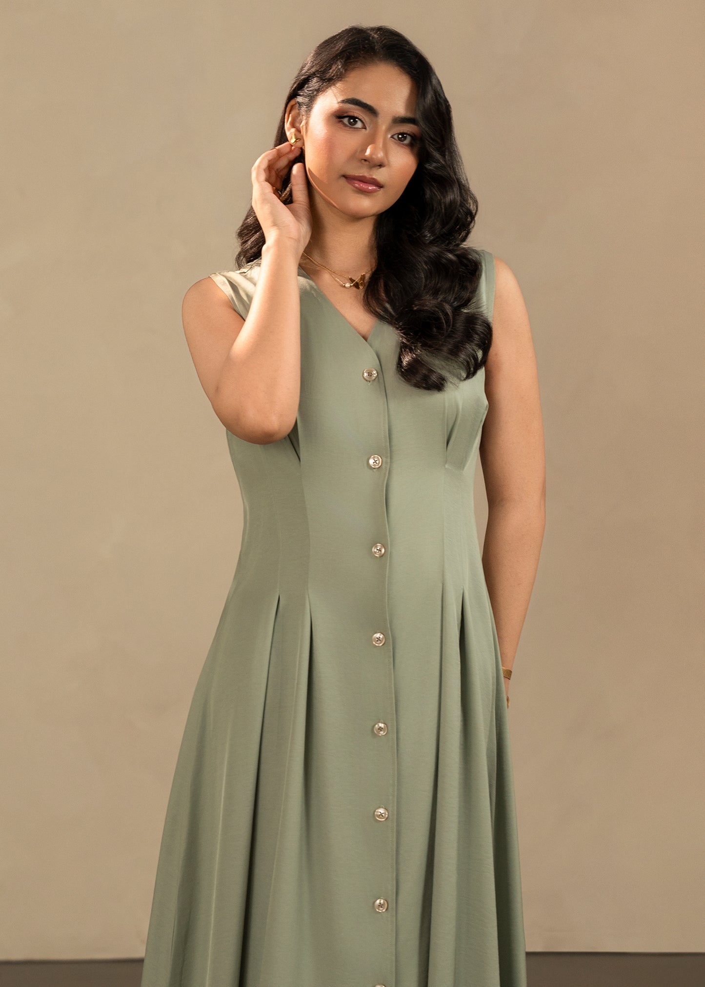 Turquoise Button Down Dress