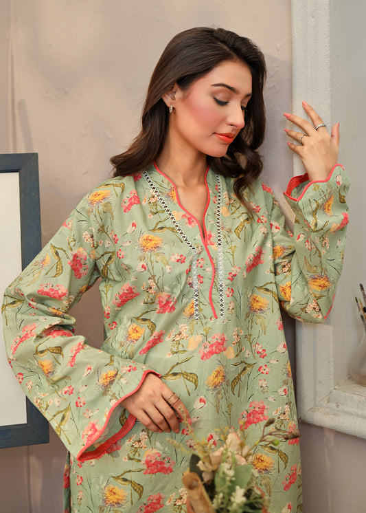 Mint Green Floral 2 PC