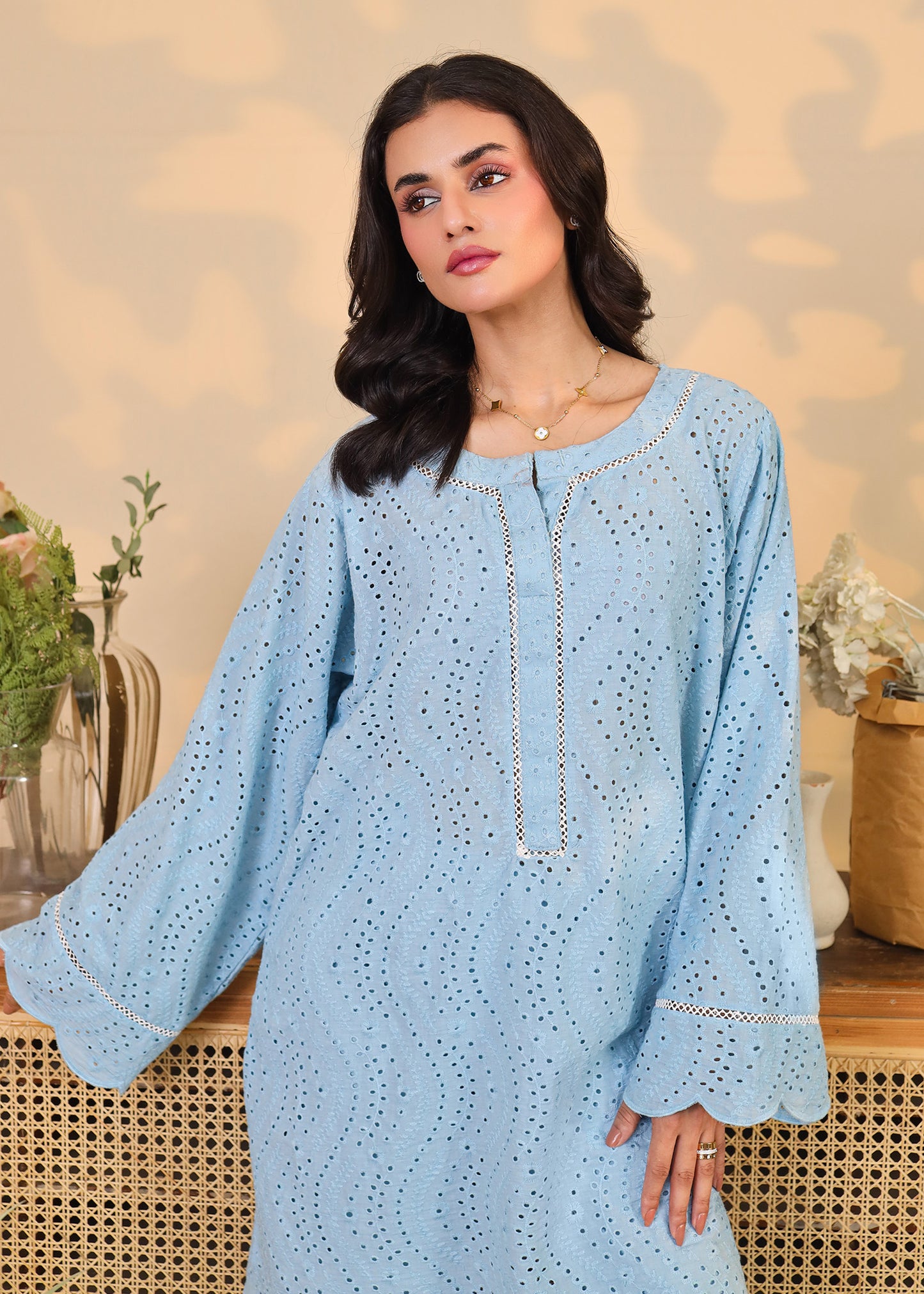 Powder Blue Embroidered Set