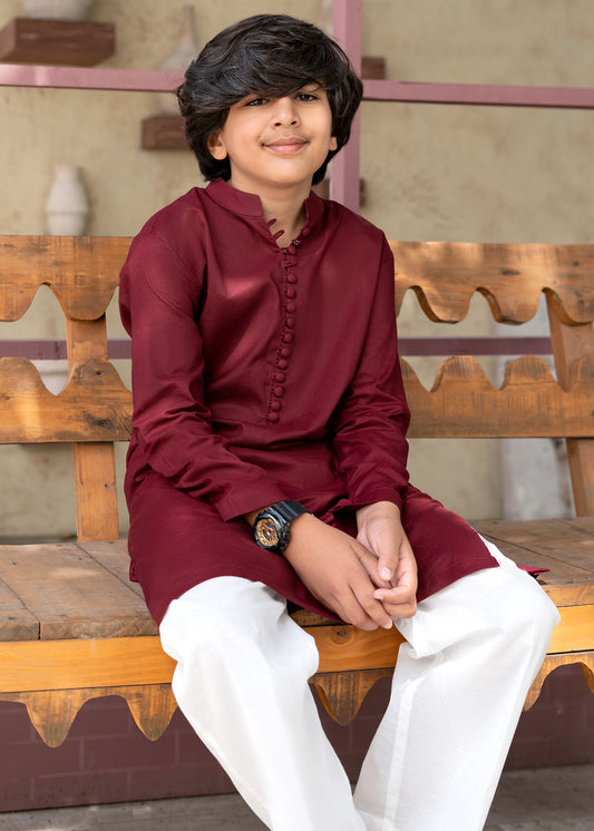 Maroon Mulberry Kurta Set