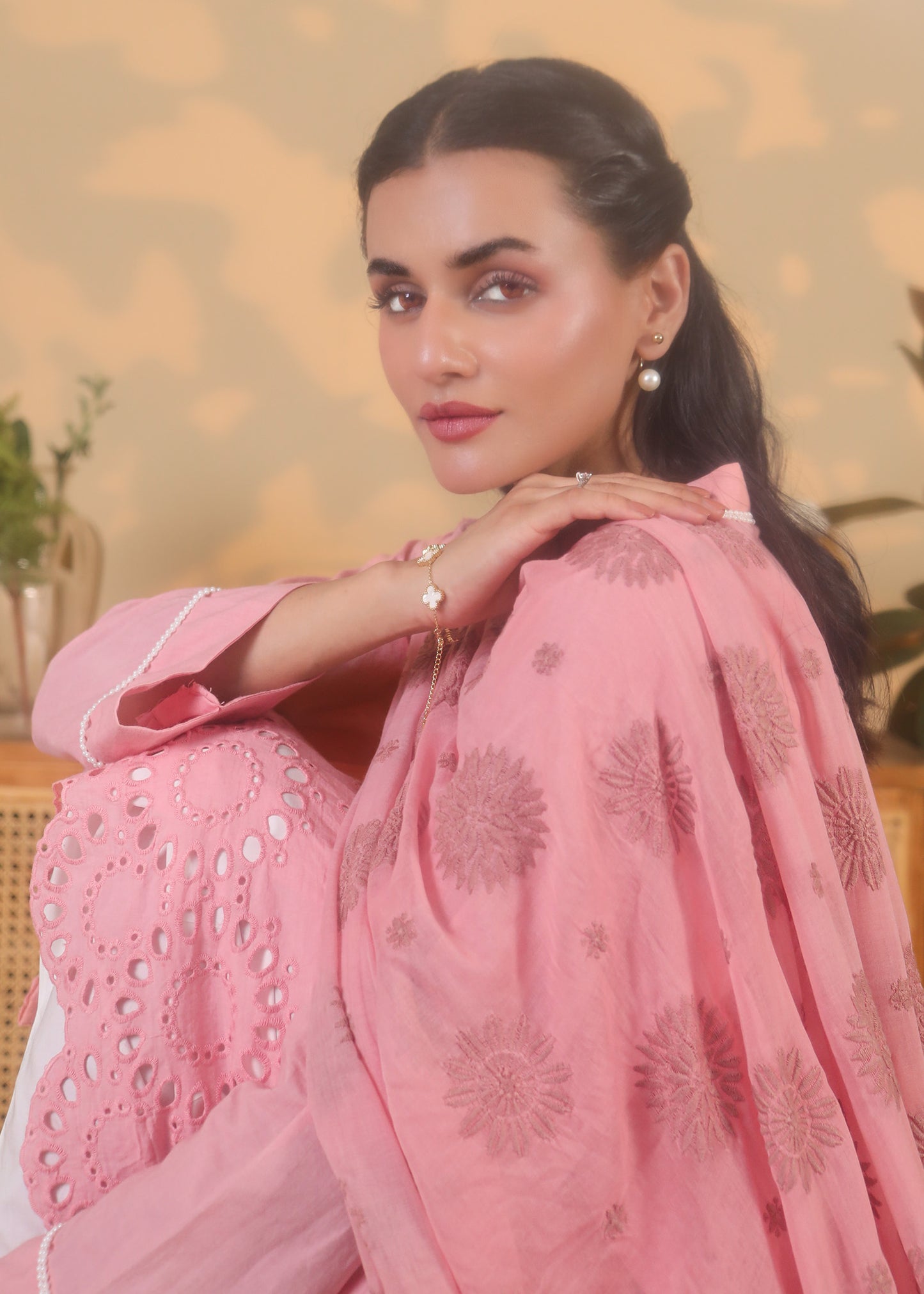 Blush Pink Eyelet 3PC
