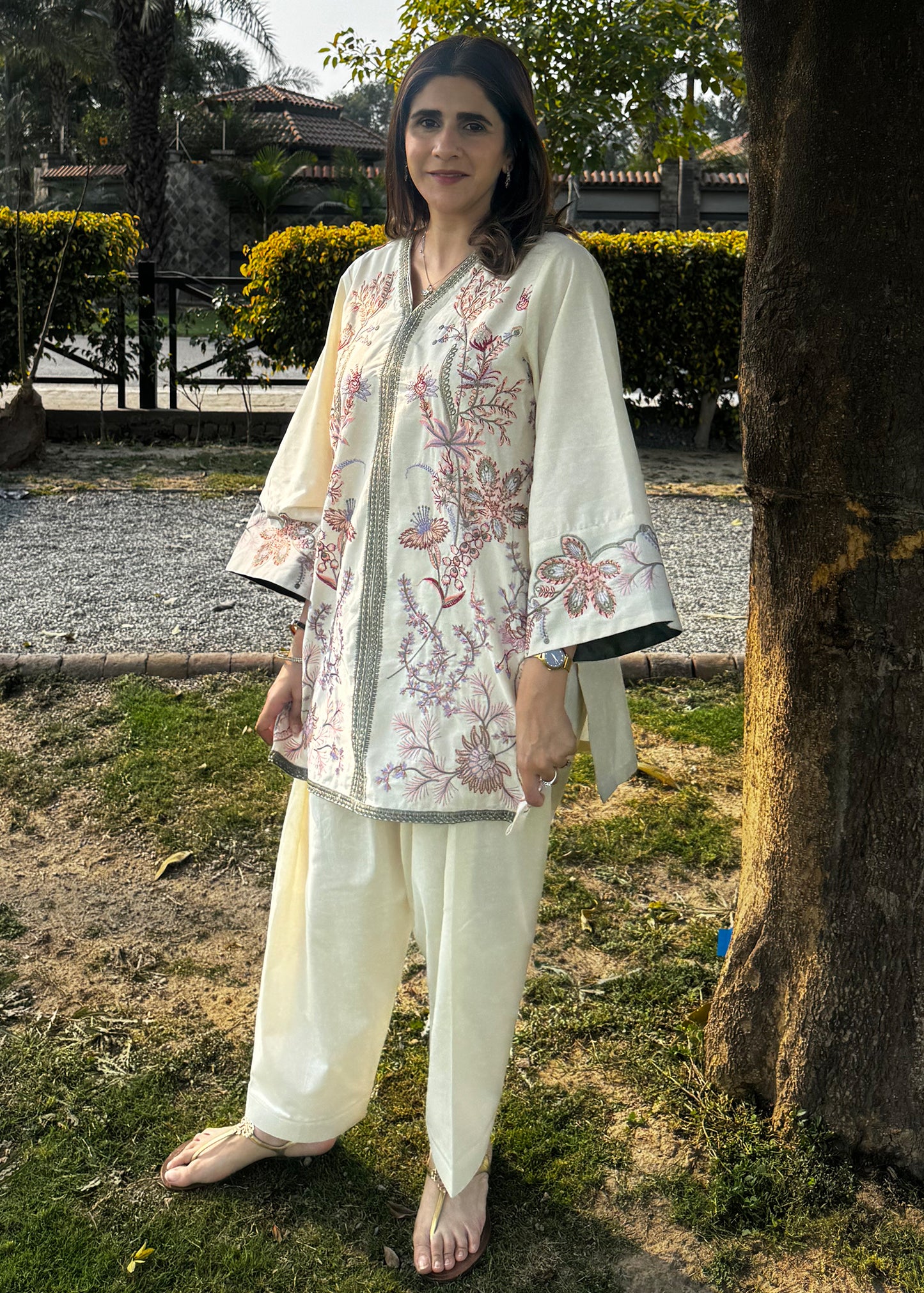 Ivory Flora Embroidered Co-Ord