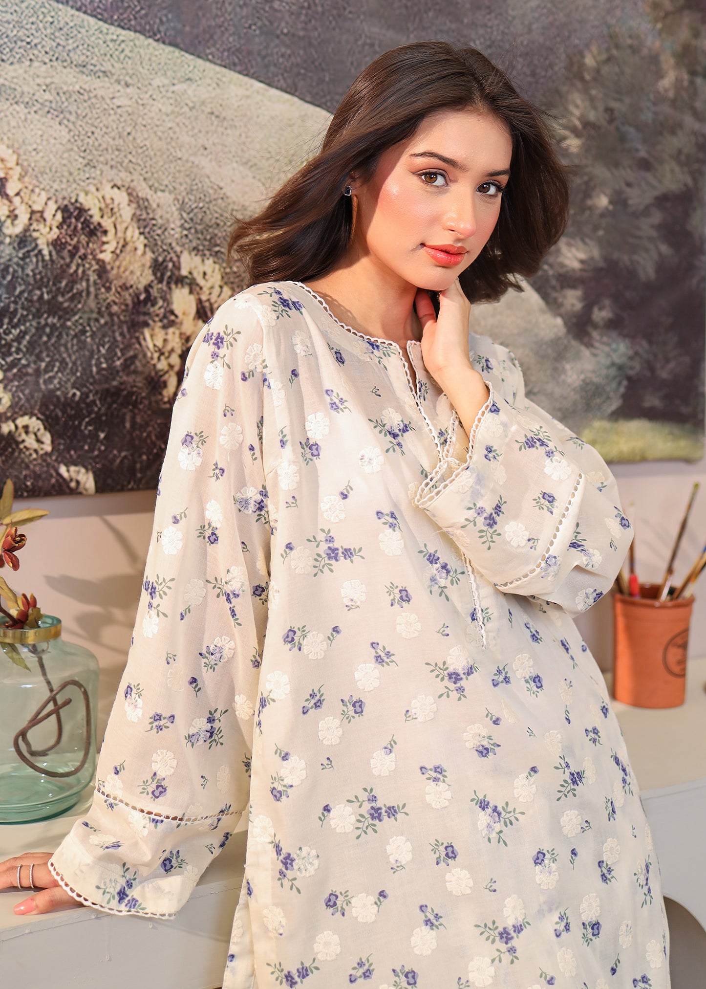 Printed Schiffli 2 PC