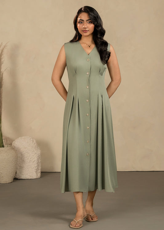 Turquoise Button Down Dress