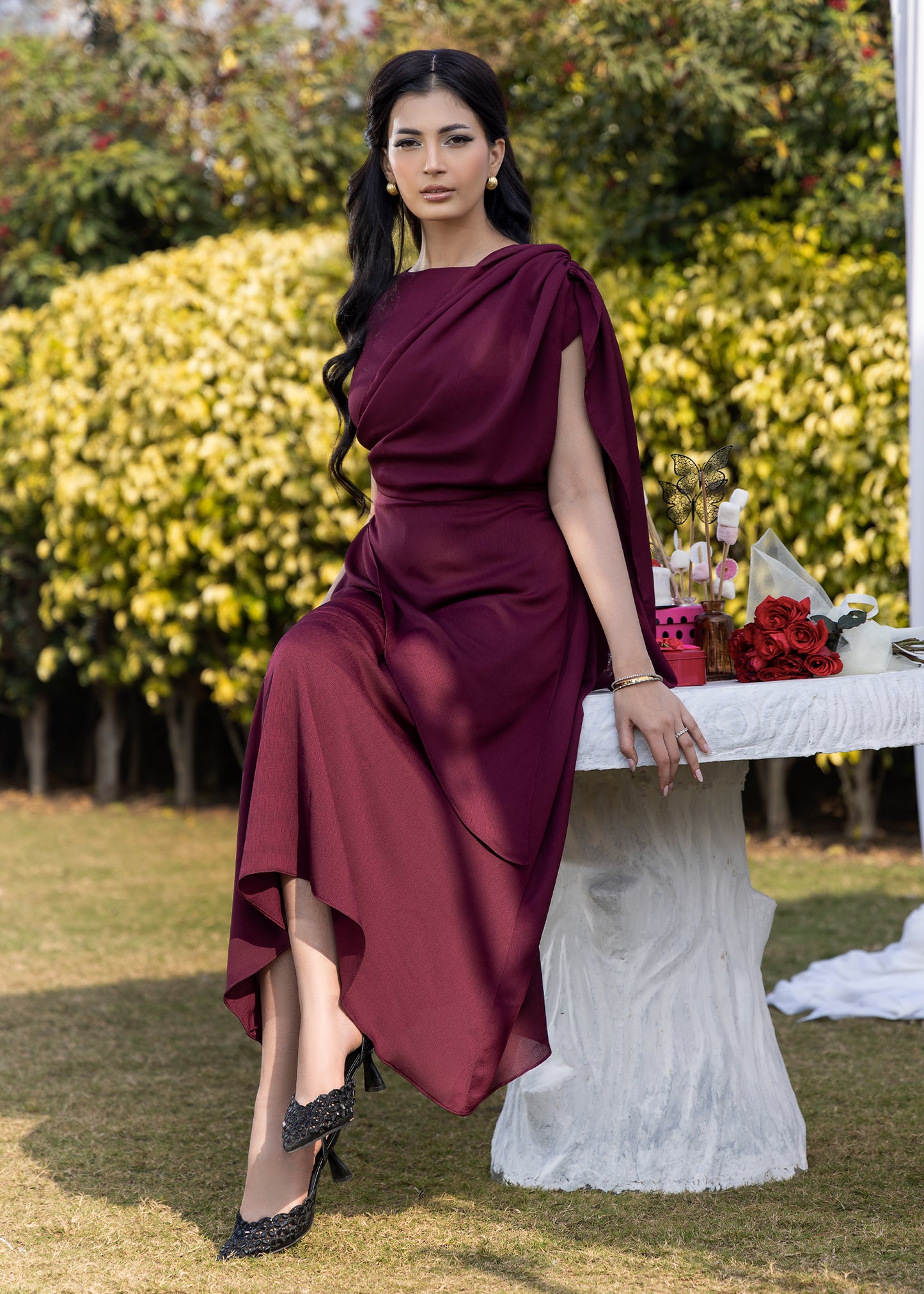 Burgundy Celeste Dress