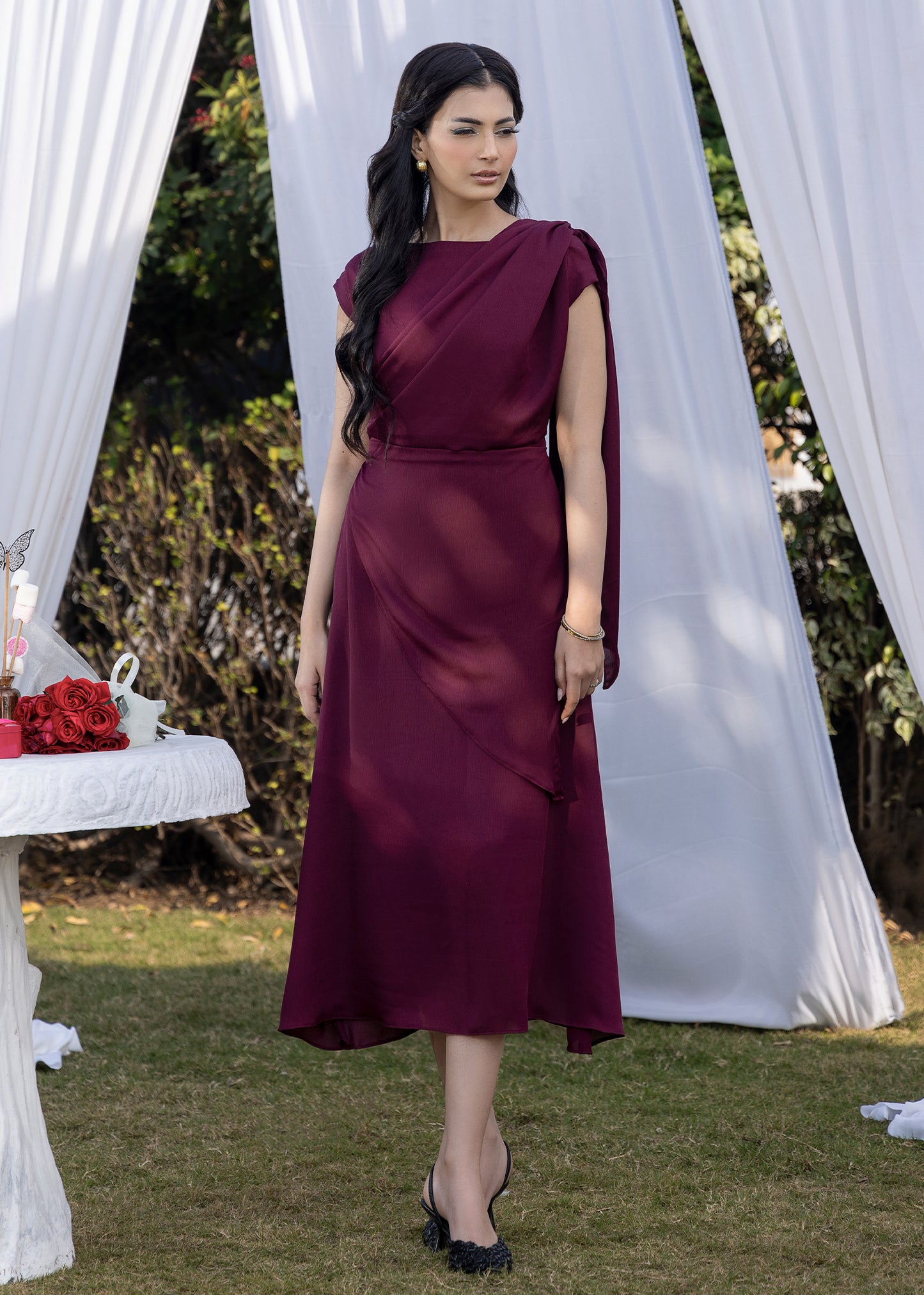 Burgundy Celeste Dress