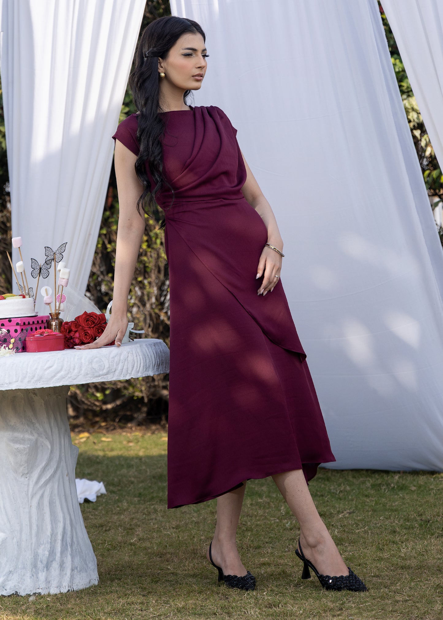 Burgundy Celeste Dress