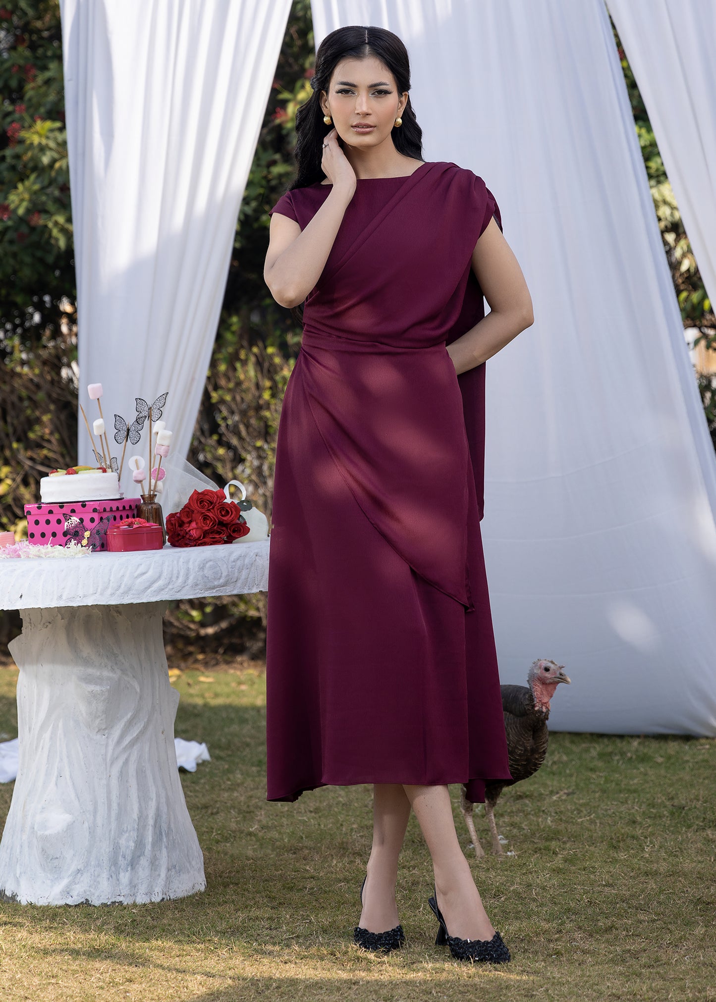Burgundy Celeste Dress