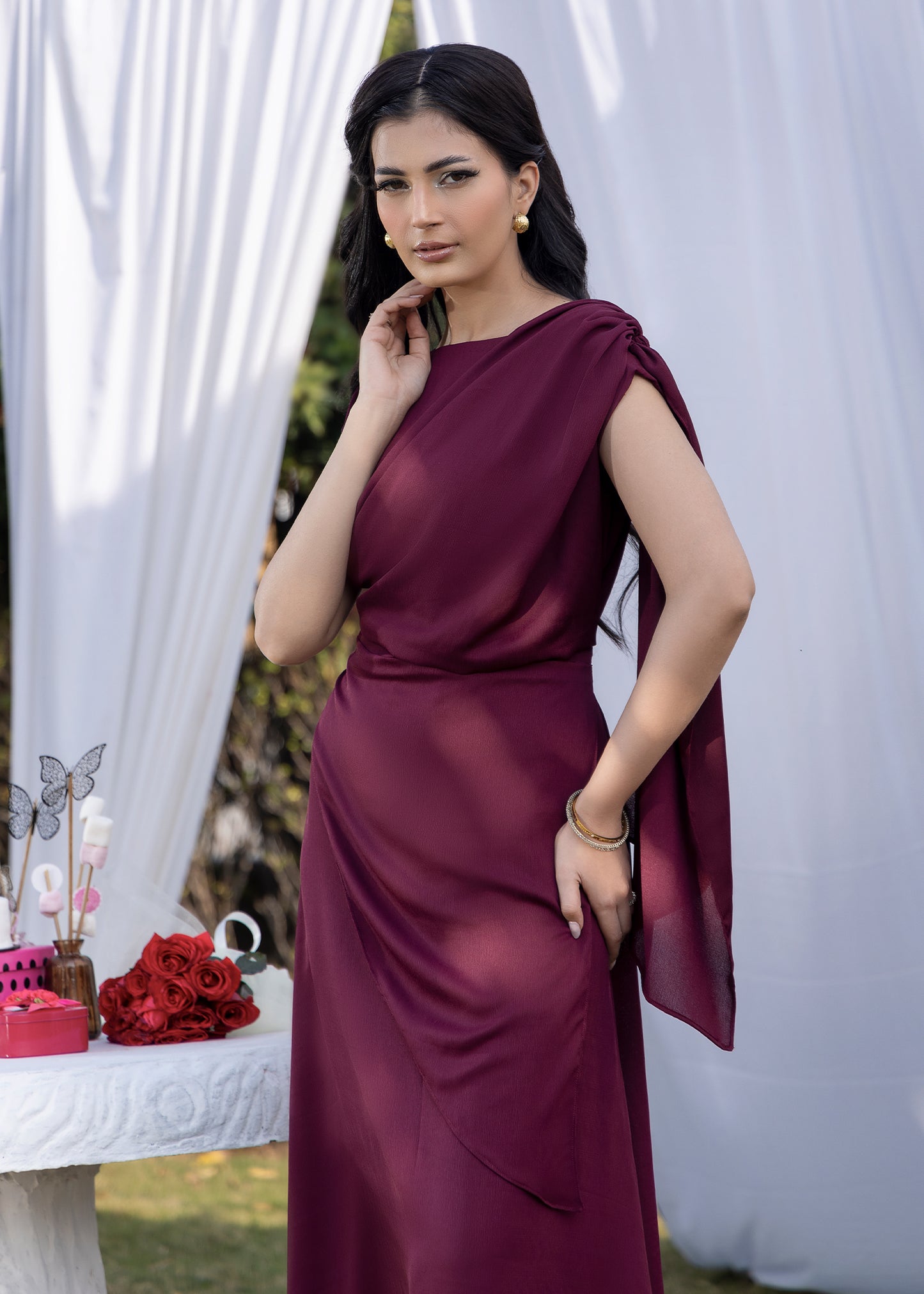 Burgundy Celeste Dress
