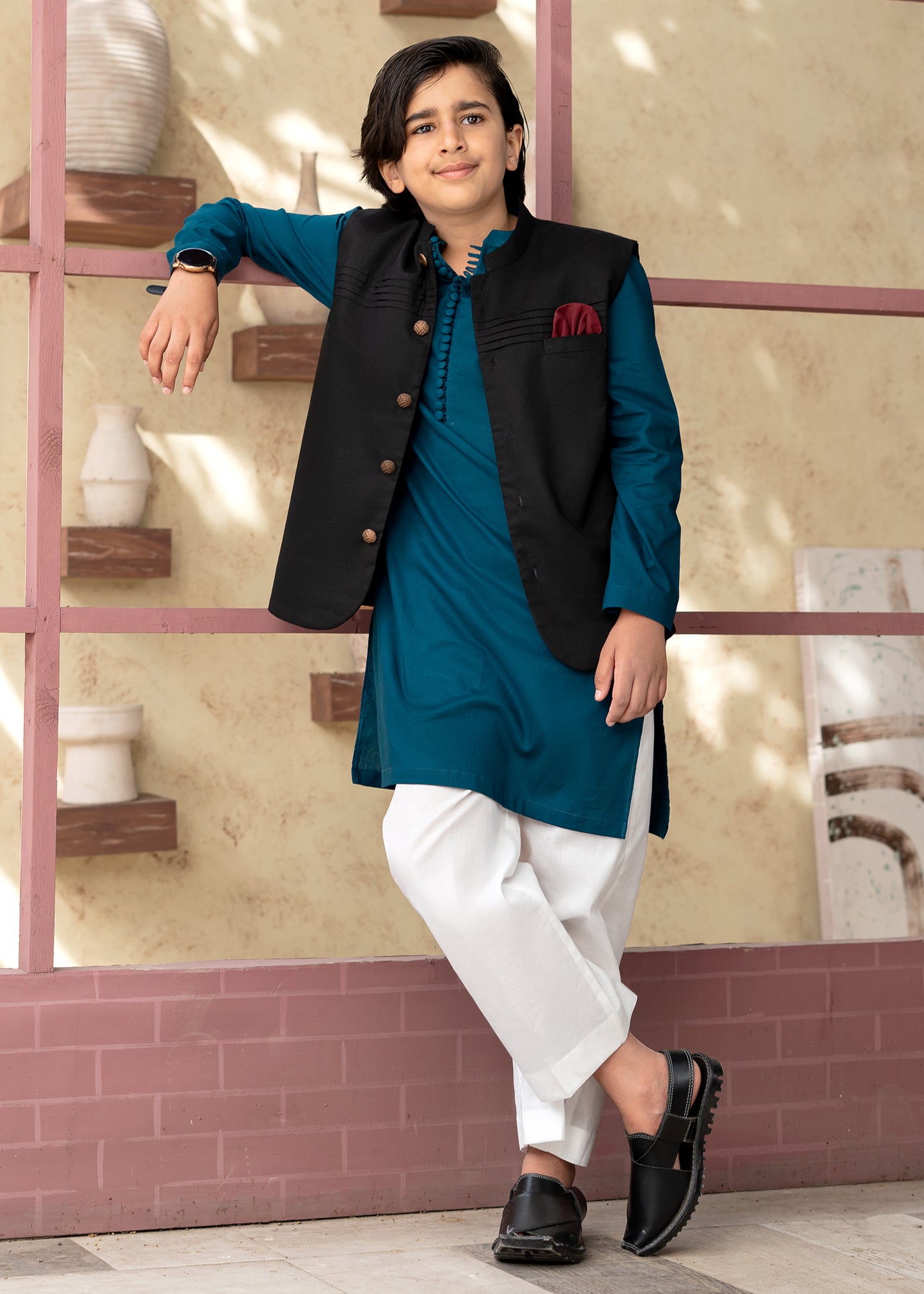 Teal Toffee Waistcoat Set