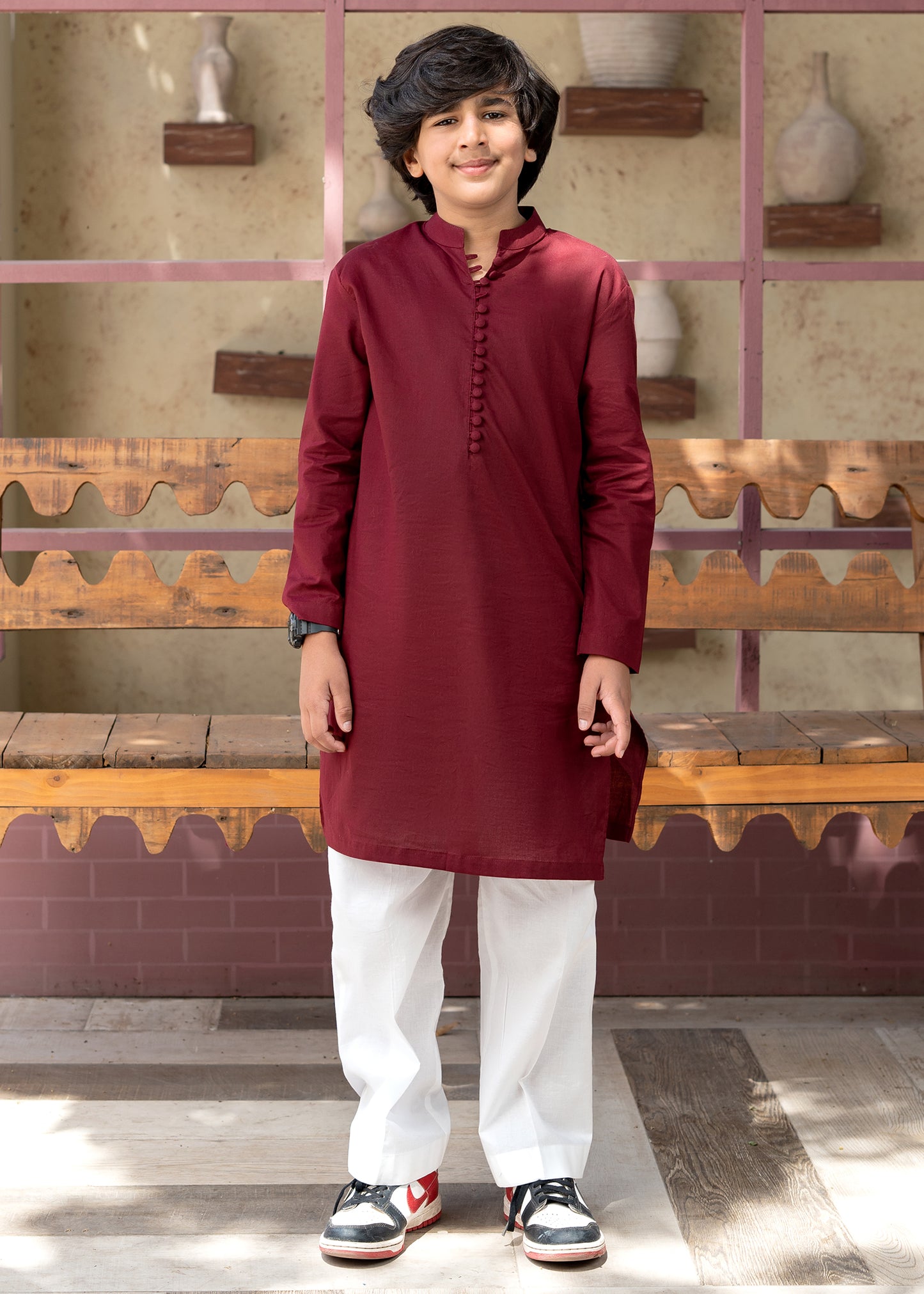 Maroon Mulberry Kurta Set