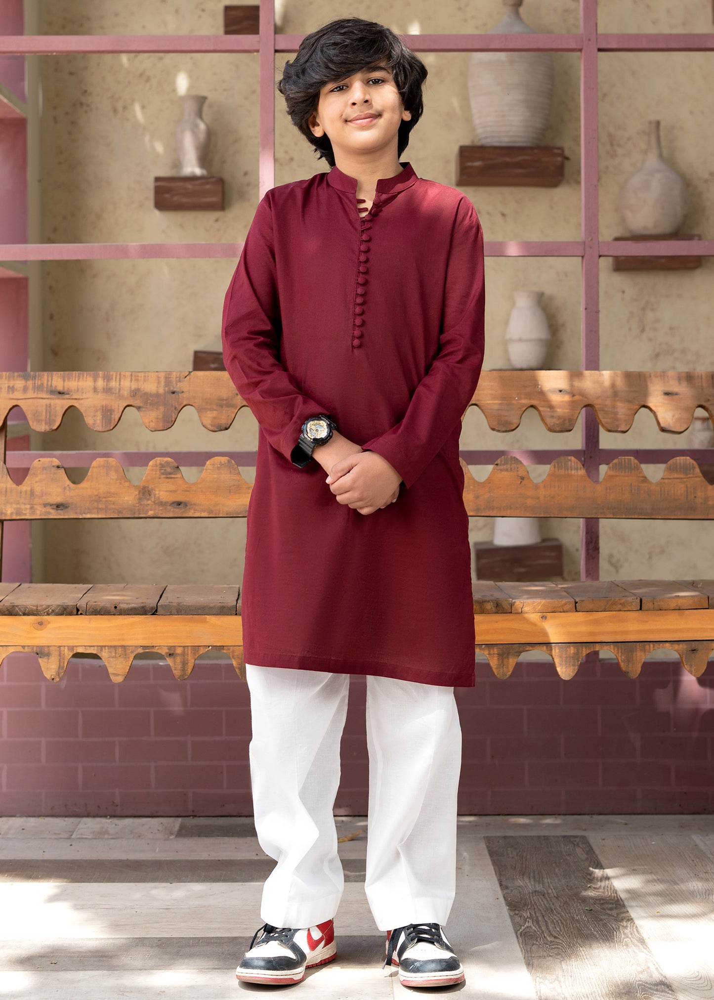 Maroon Mulberry Kurta Set