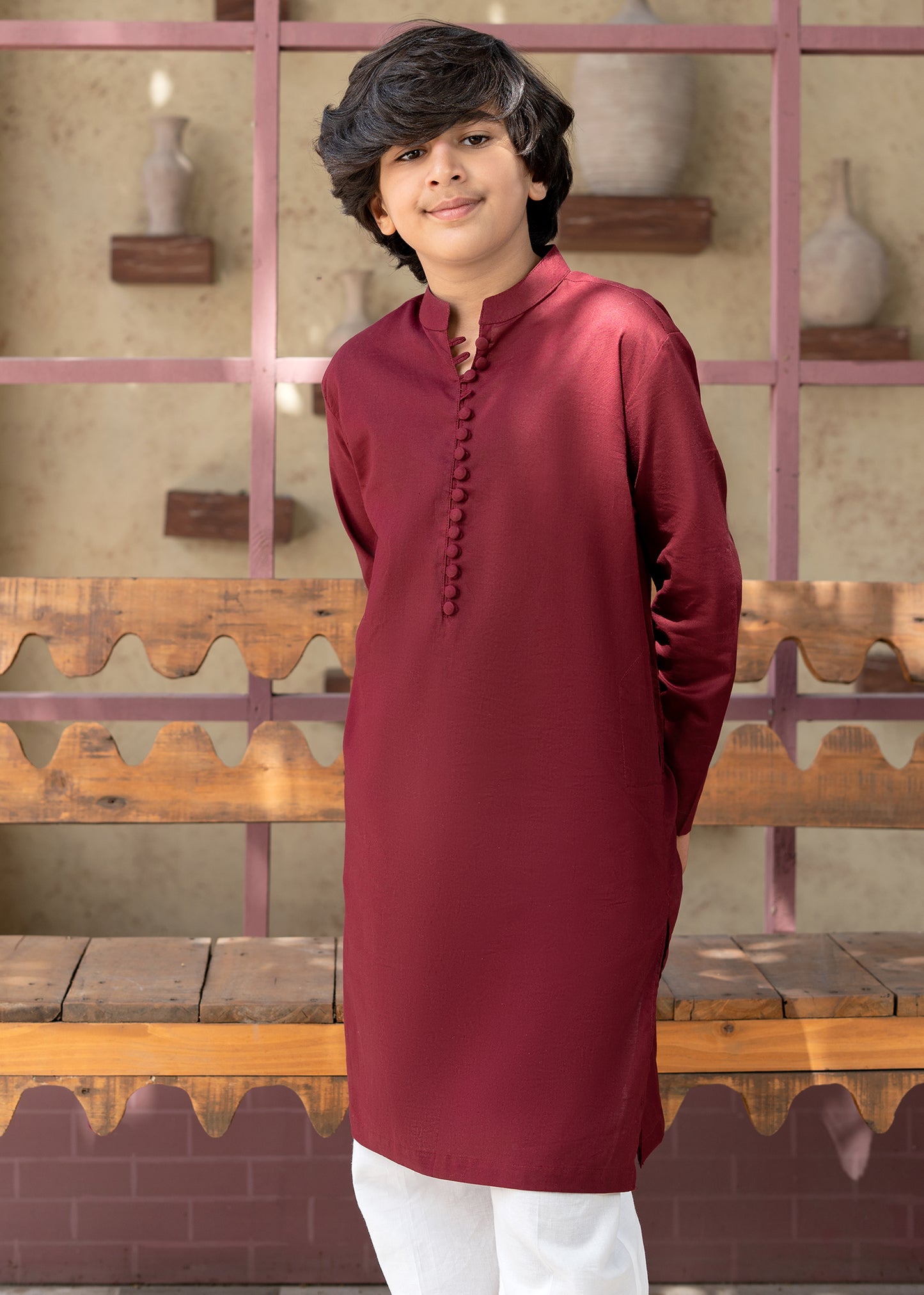 Maroon Mulberry Kurta Set