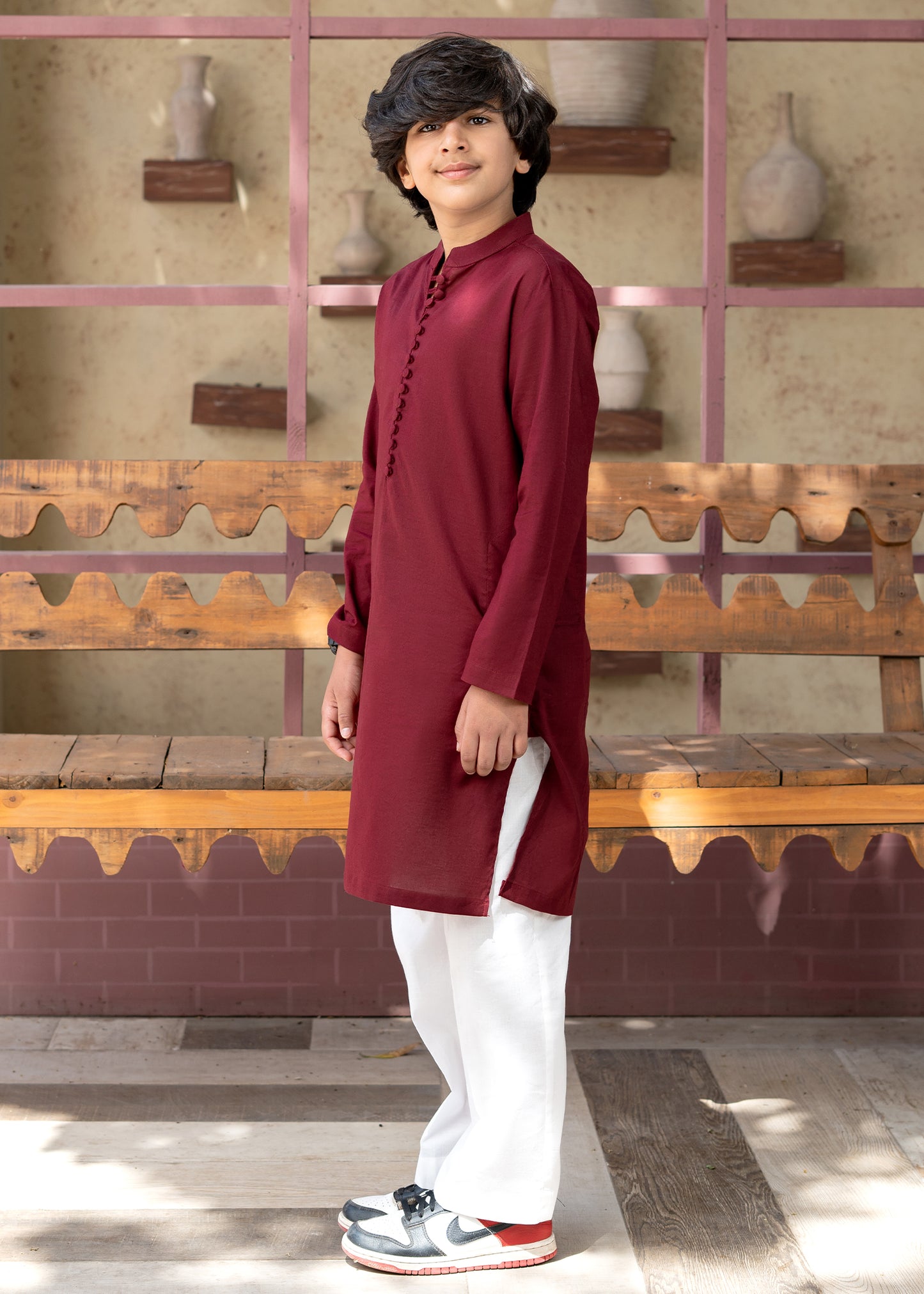 Maroon Mulberry Kurta Set