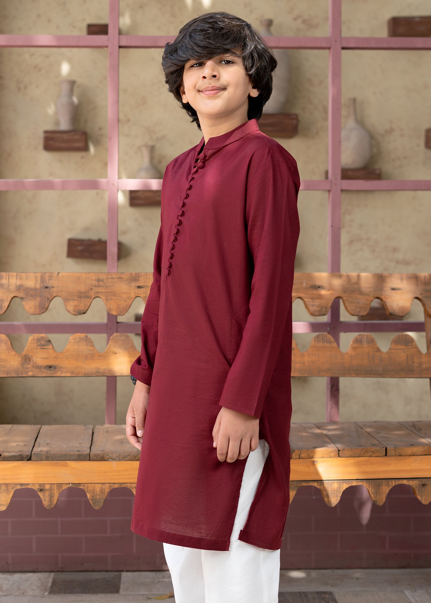 Maroon Mulberry Kurta Set