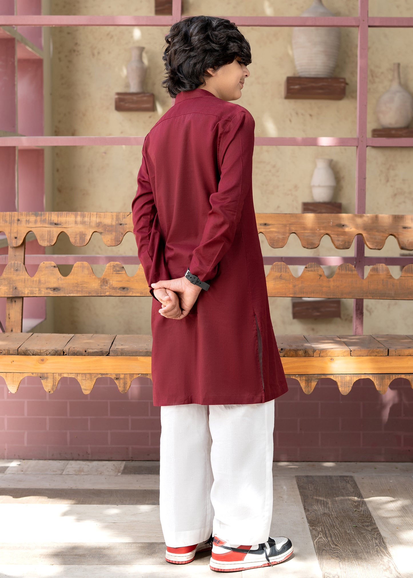 Maroon Mulberry Kurta Set