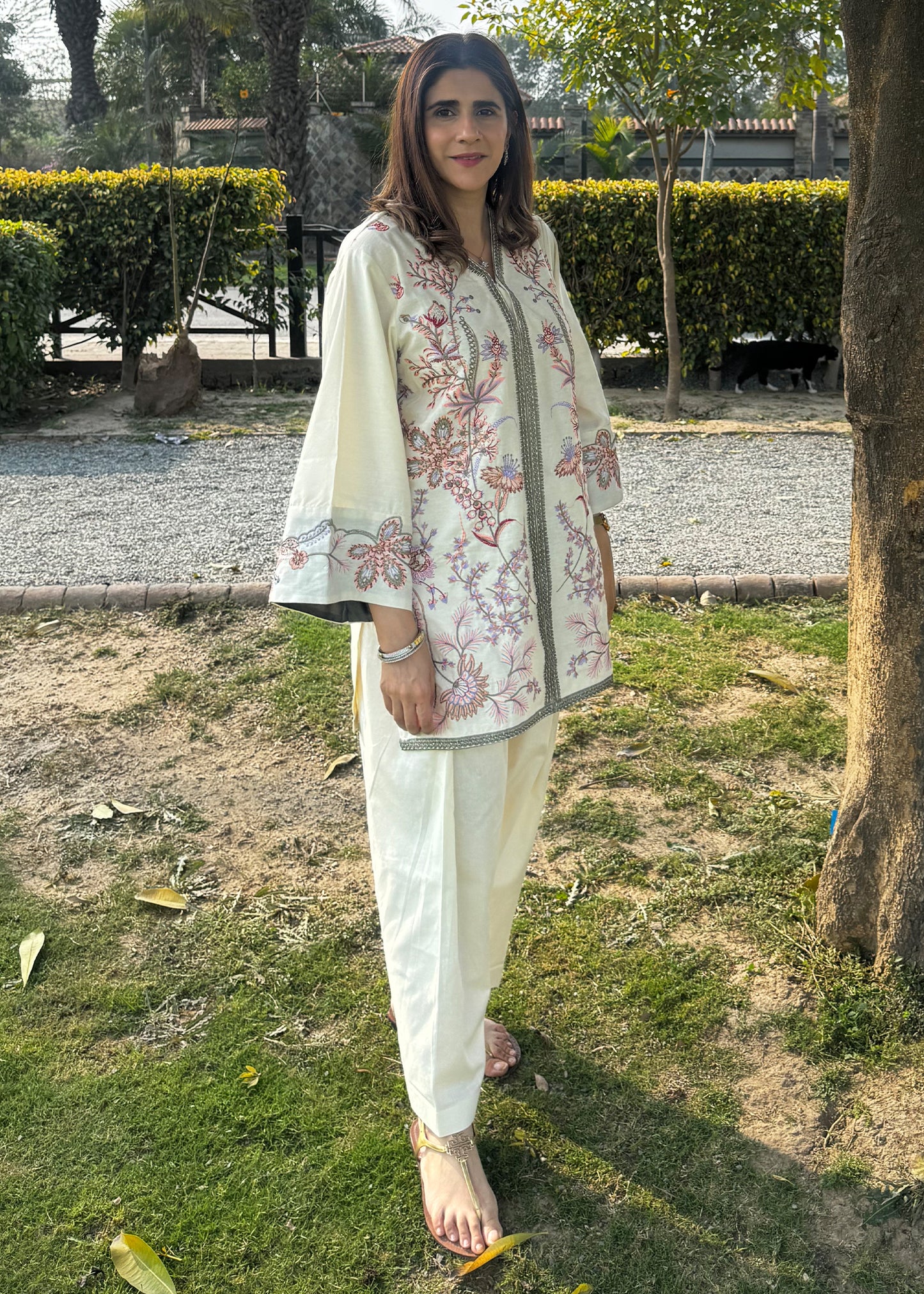 Ivory Flora Embroidered Co-Ord