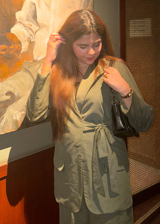 Olive Wrap Corduroy Co-Ord