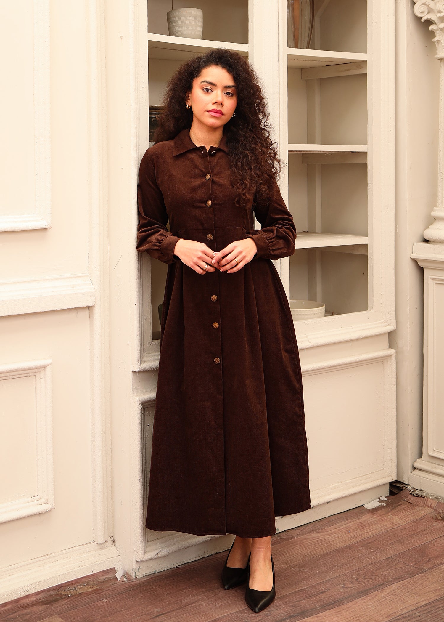 Chocolate Brown Corduroy Jacket Dress