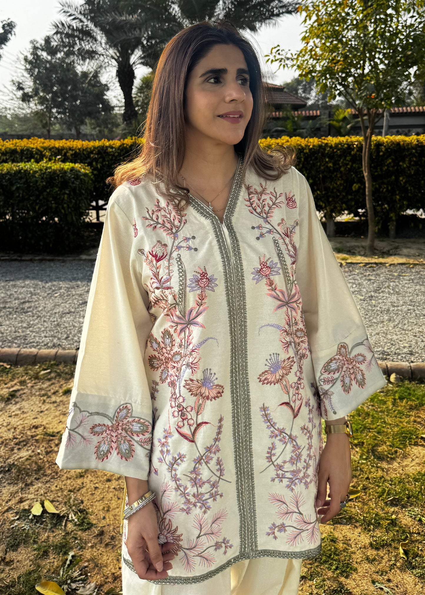 Ivory Flora Embroidered Co-Ord