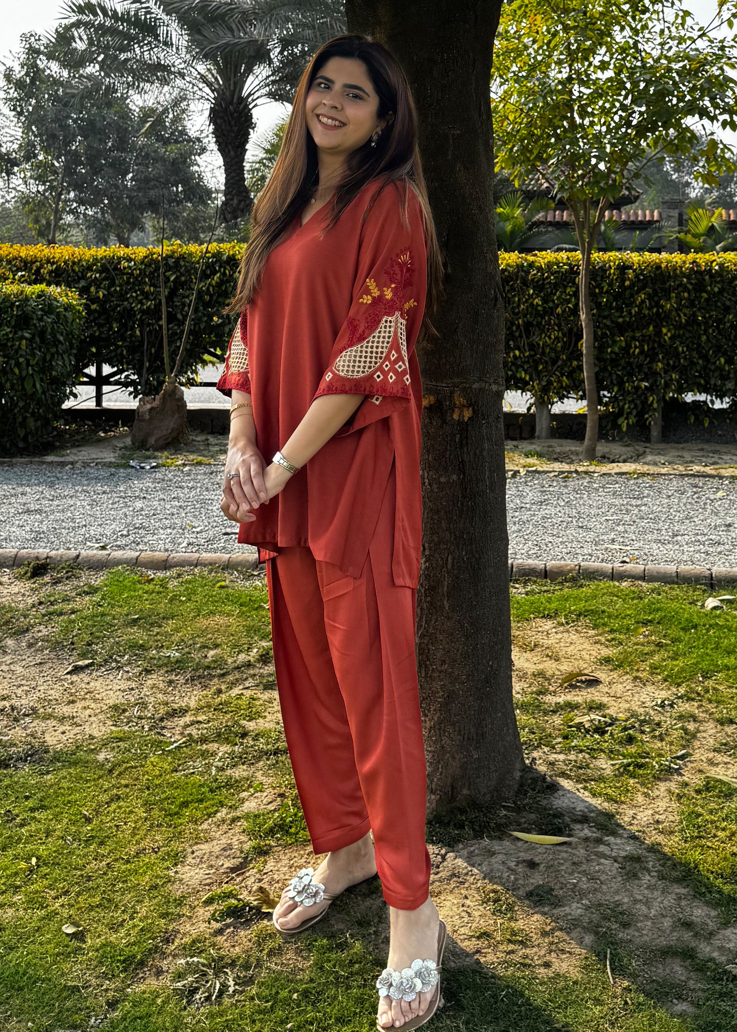 Rust Embroidered Co-Ord