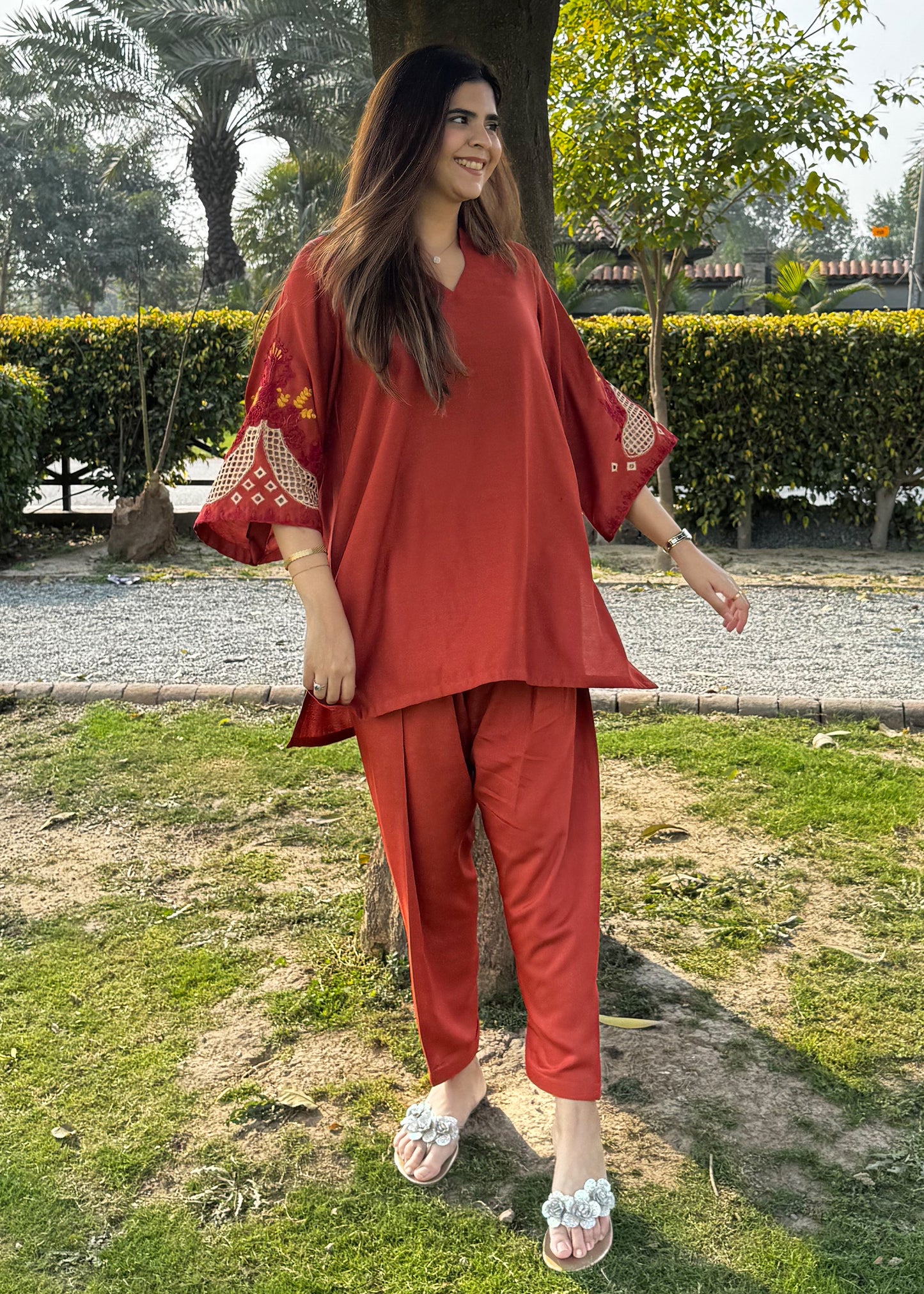 Rust Embroidered Co-Ord