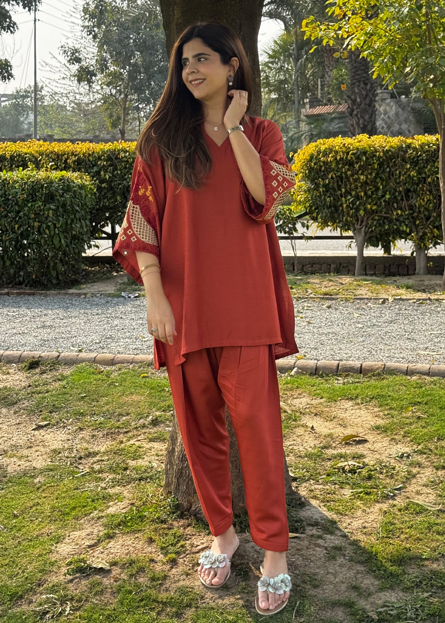 Rust Embroidered Co-Ord