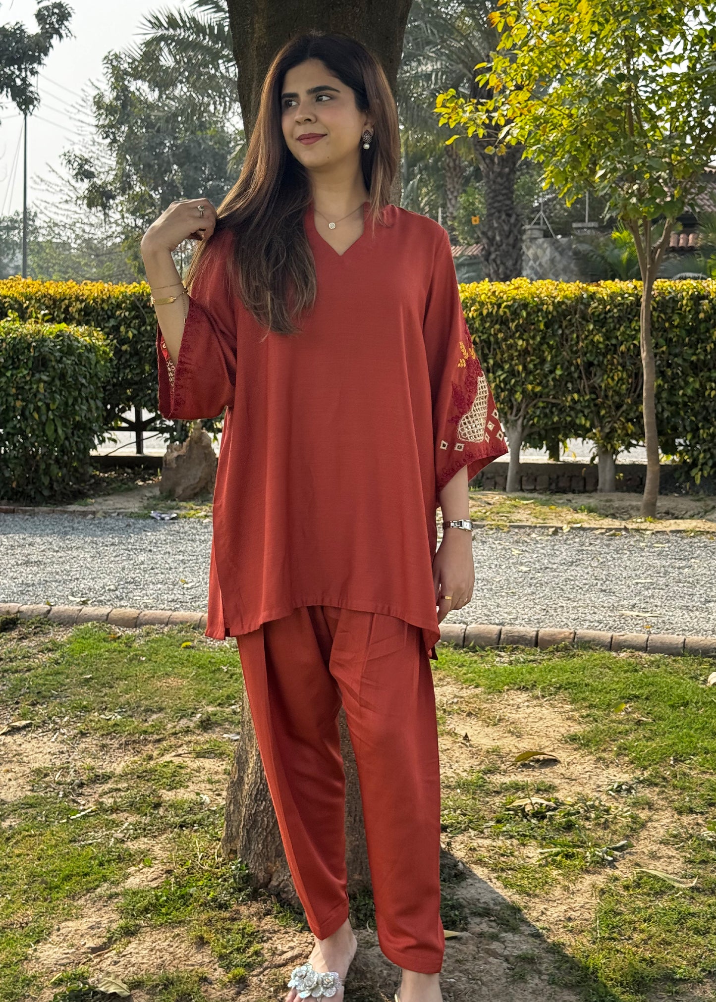 Rust Embroidered Co-Ord