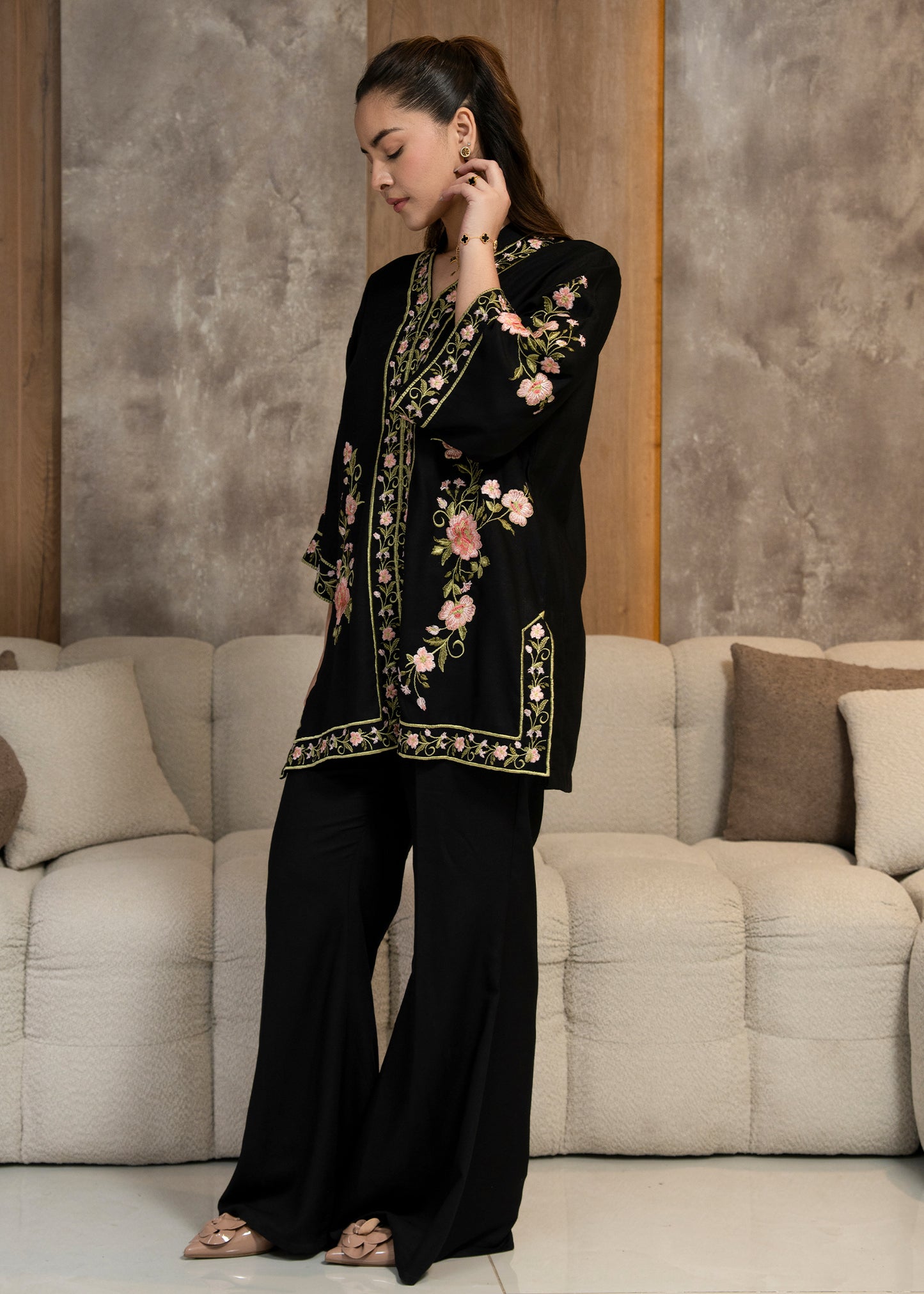 Noir Flora Embroidered Co-Ord