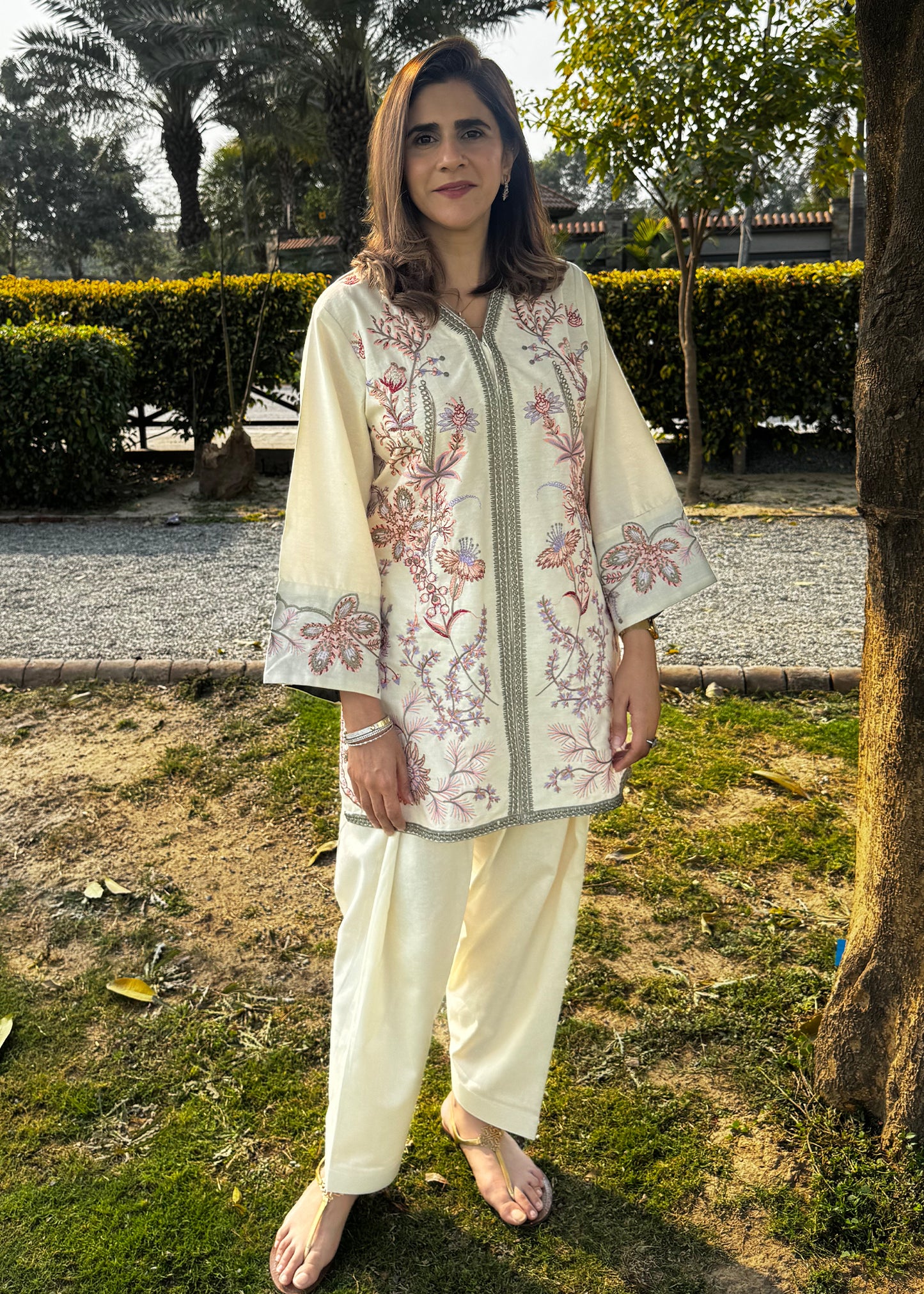 Ivory Flora Embroidered Co-Ord