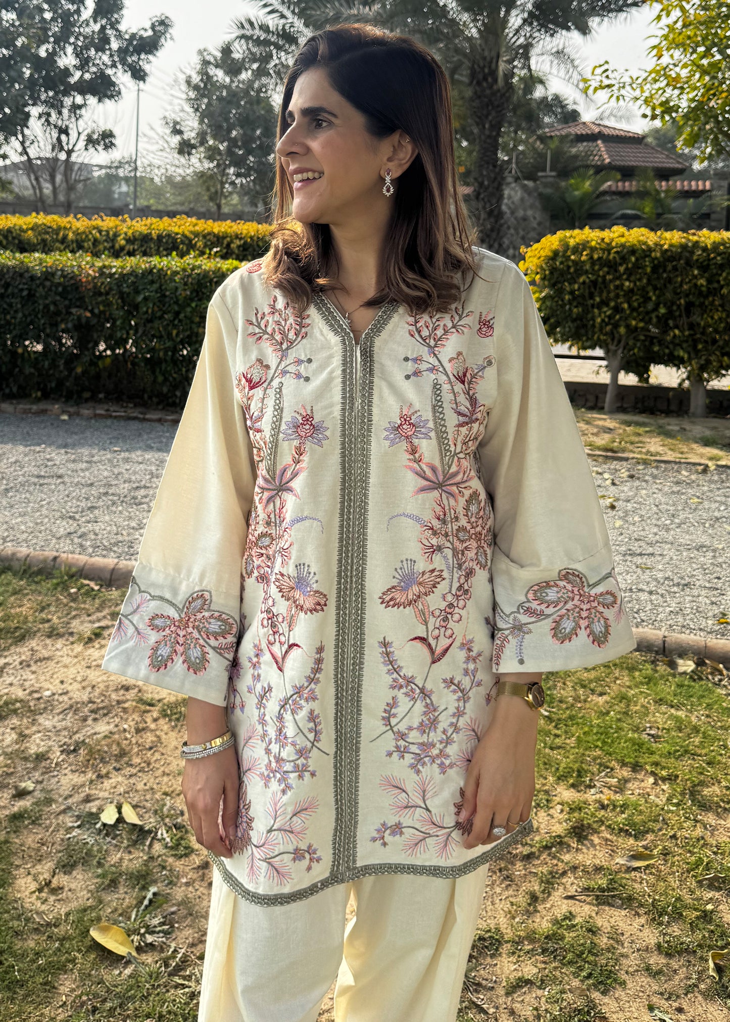 Ivory Flora Embroidered Co-Ord