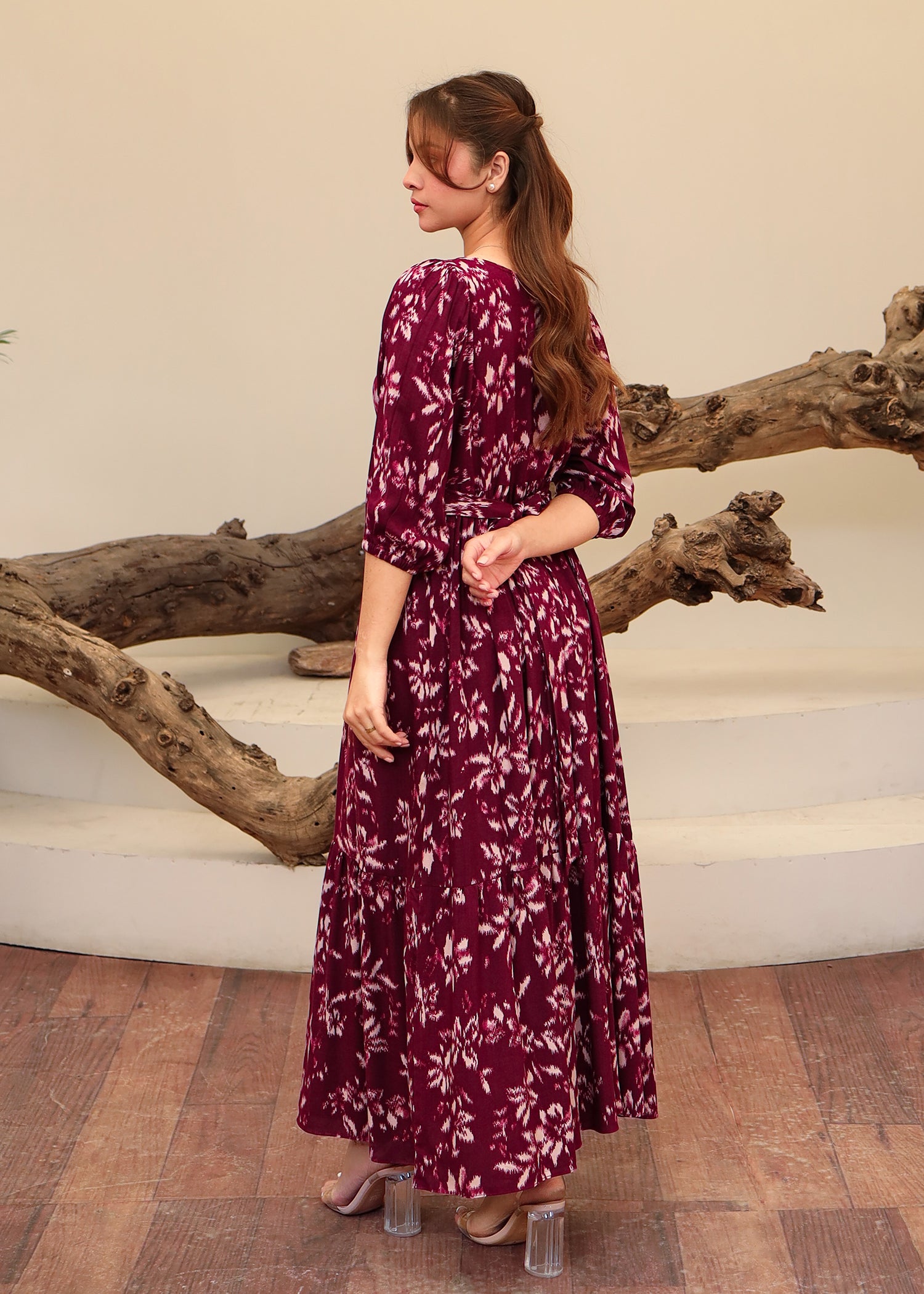 Burgundy Floral Dress