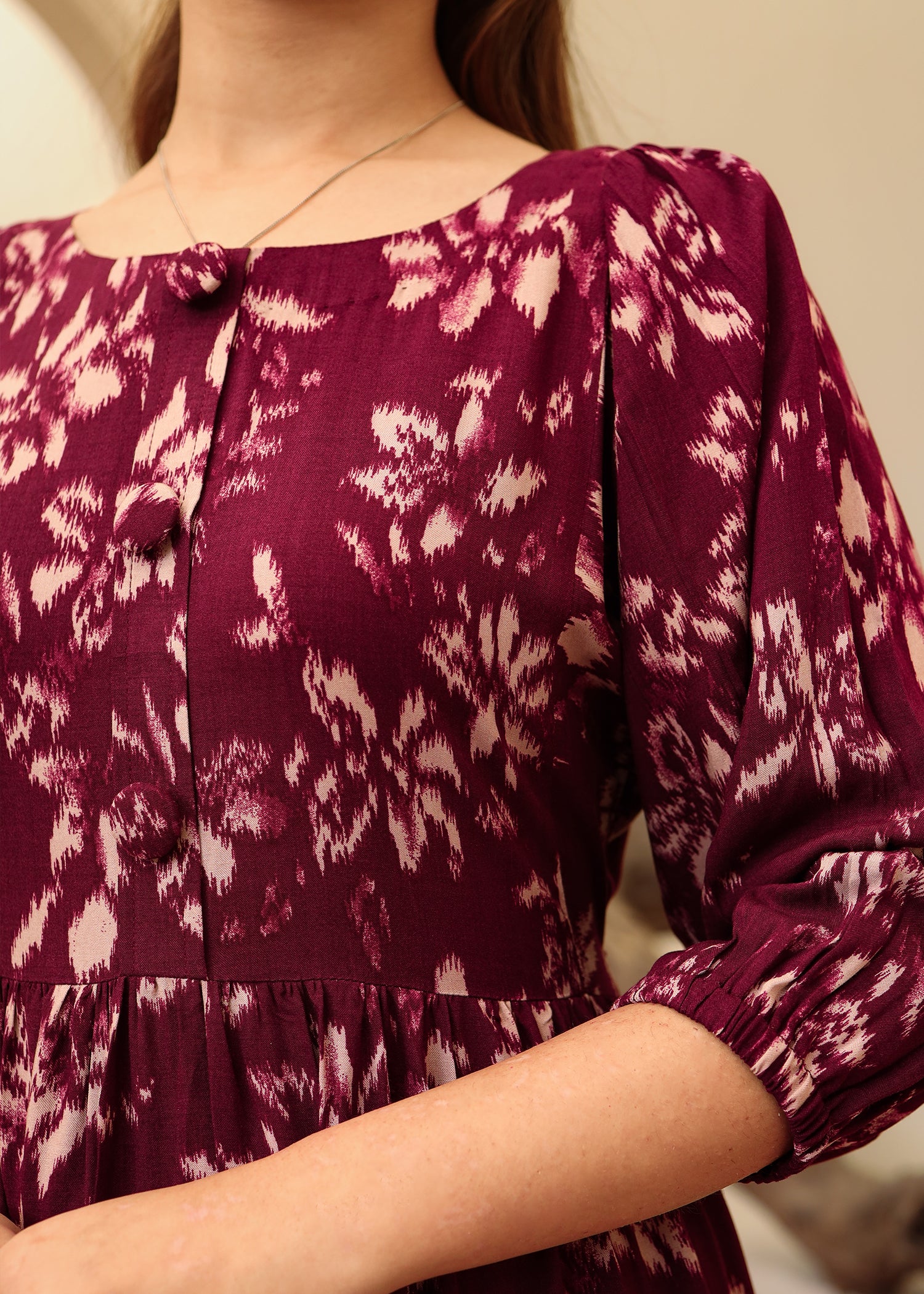 Burgundy Floral Dress