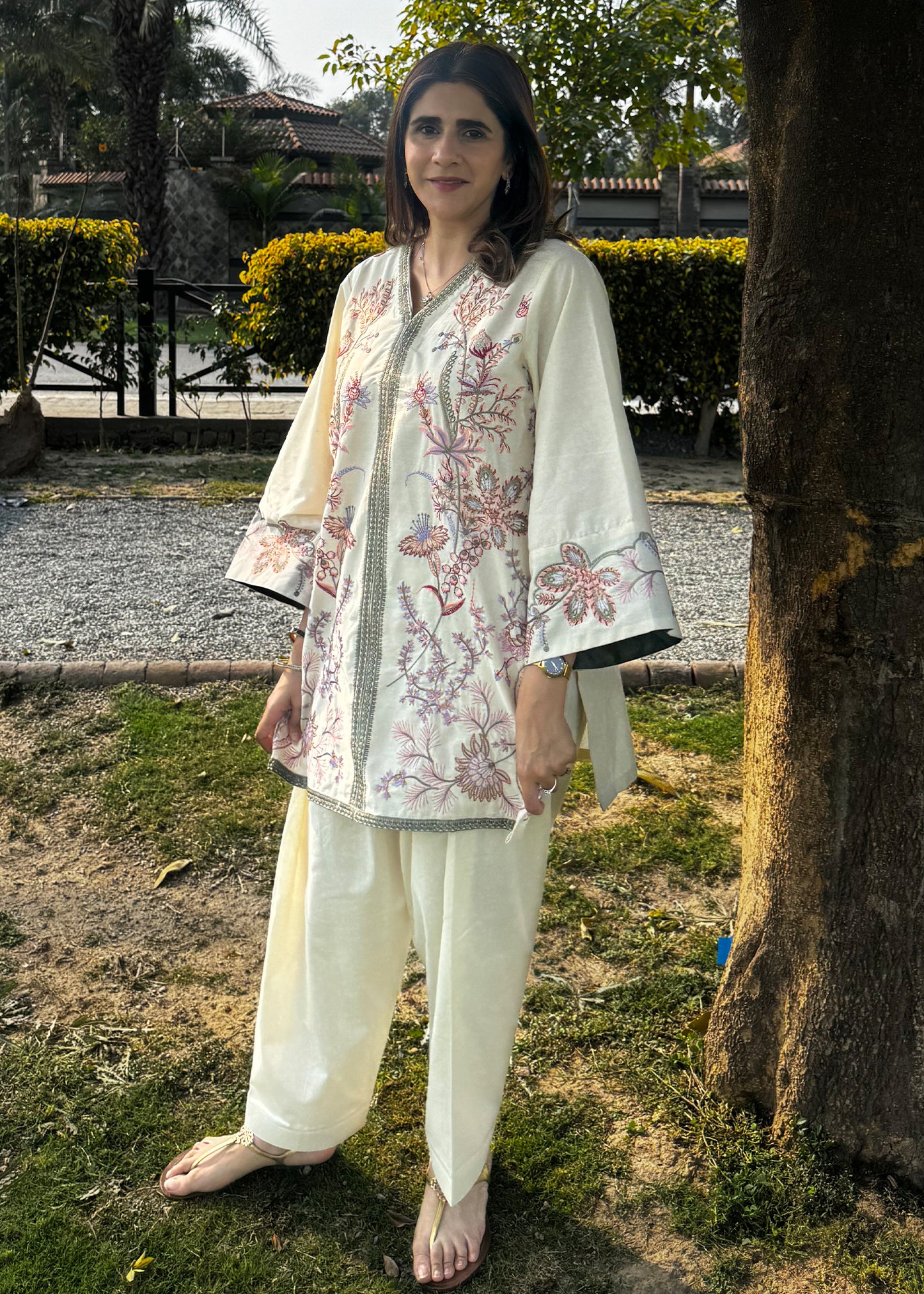 Ivory Flora Embroidered Co-Ord