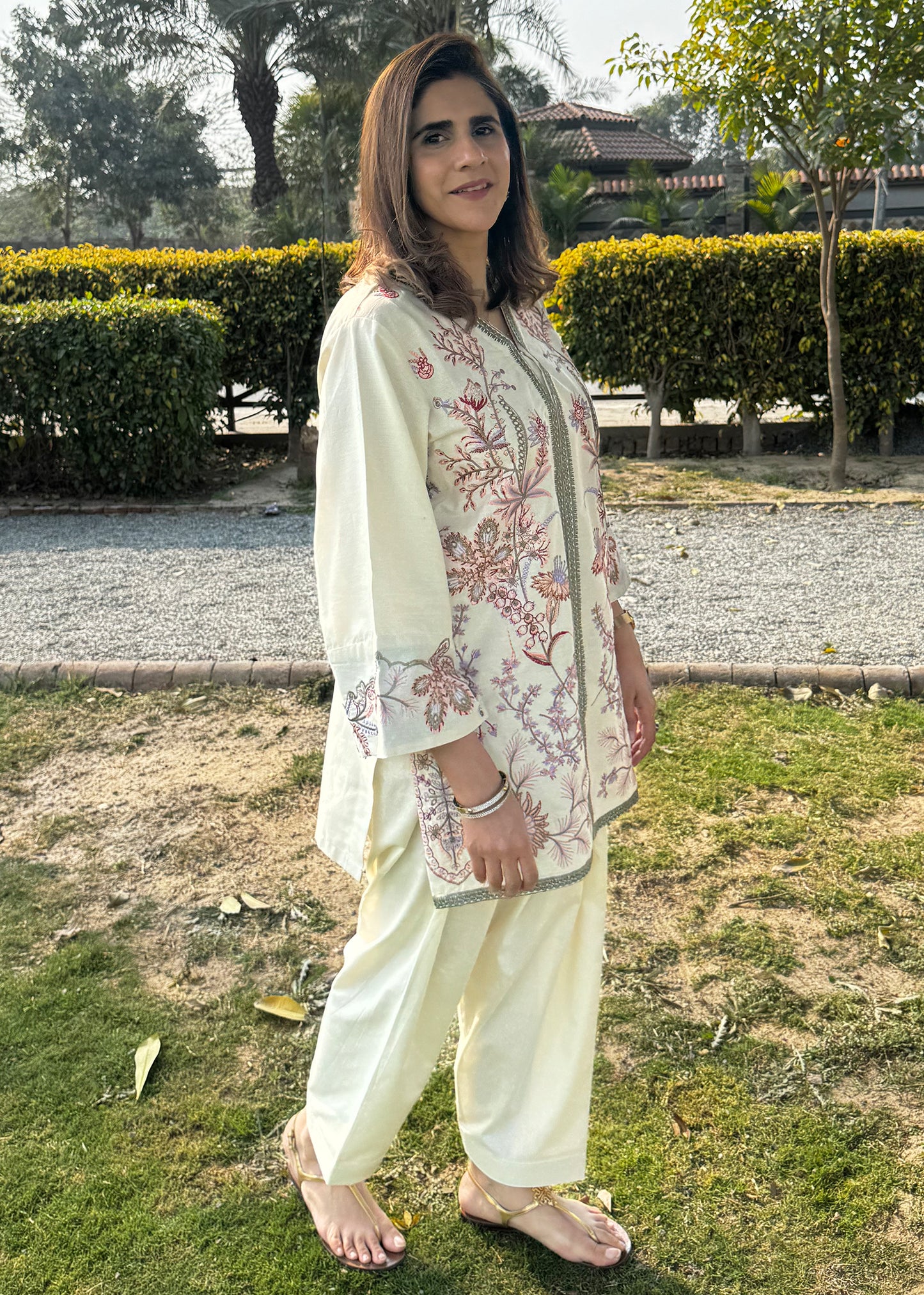 Ivory Flora Embroidered Co-Ord