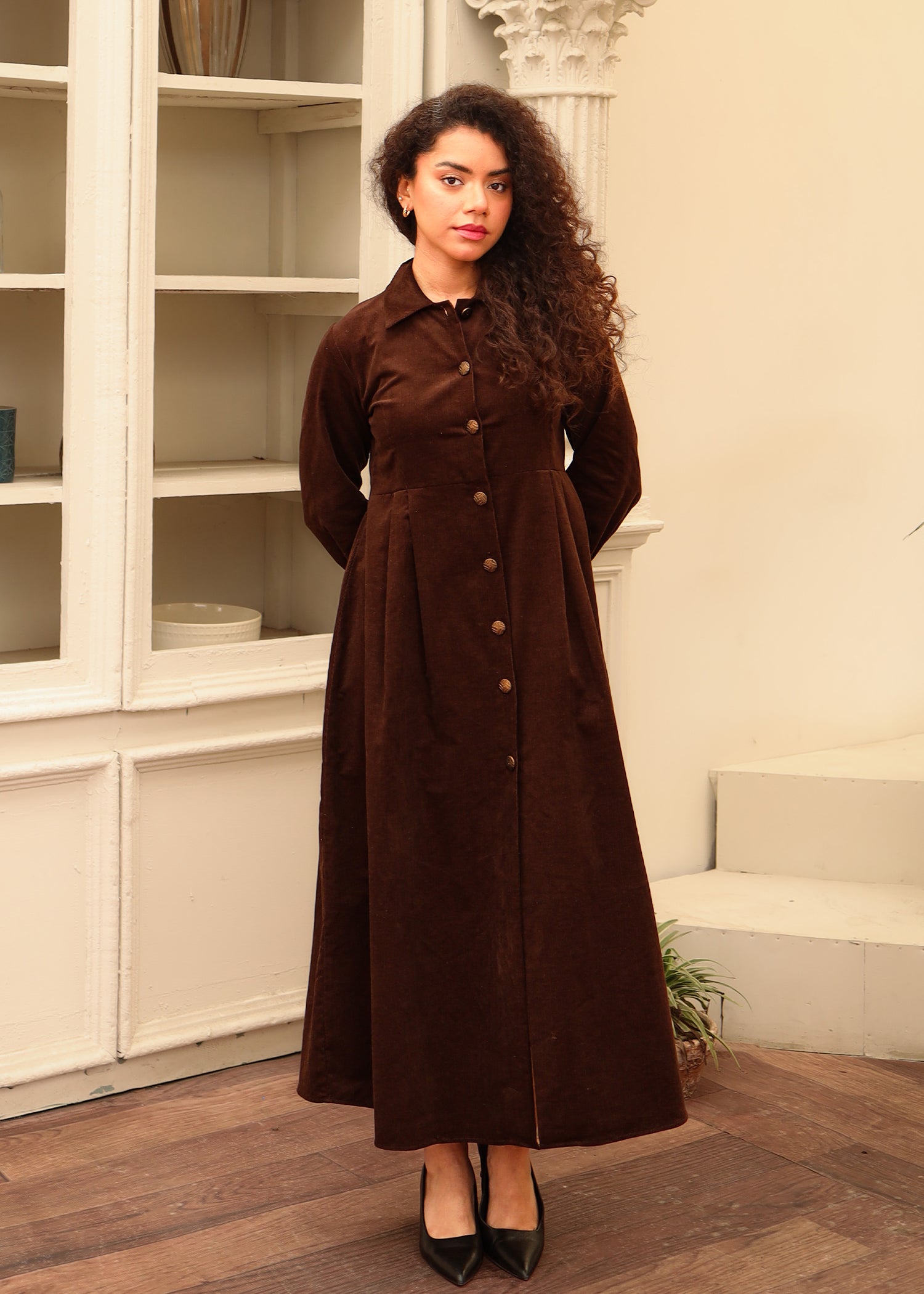 Chocolate Brown Corduroy Jacket Dress